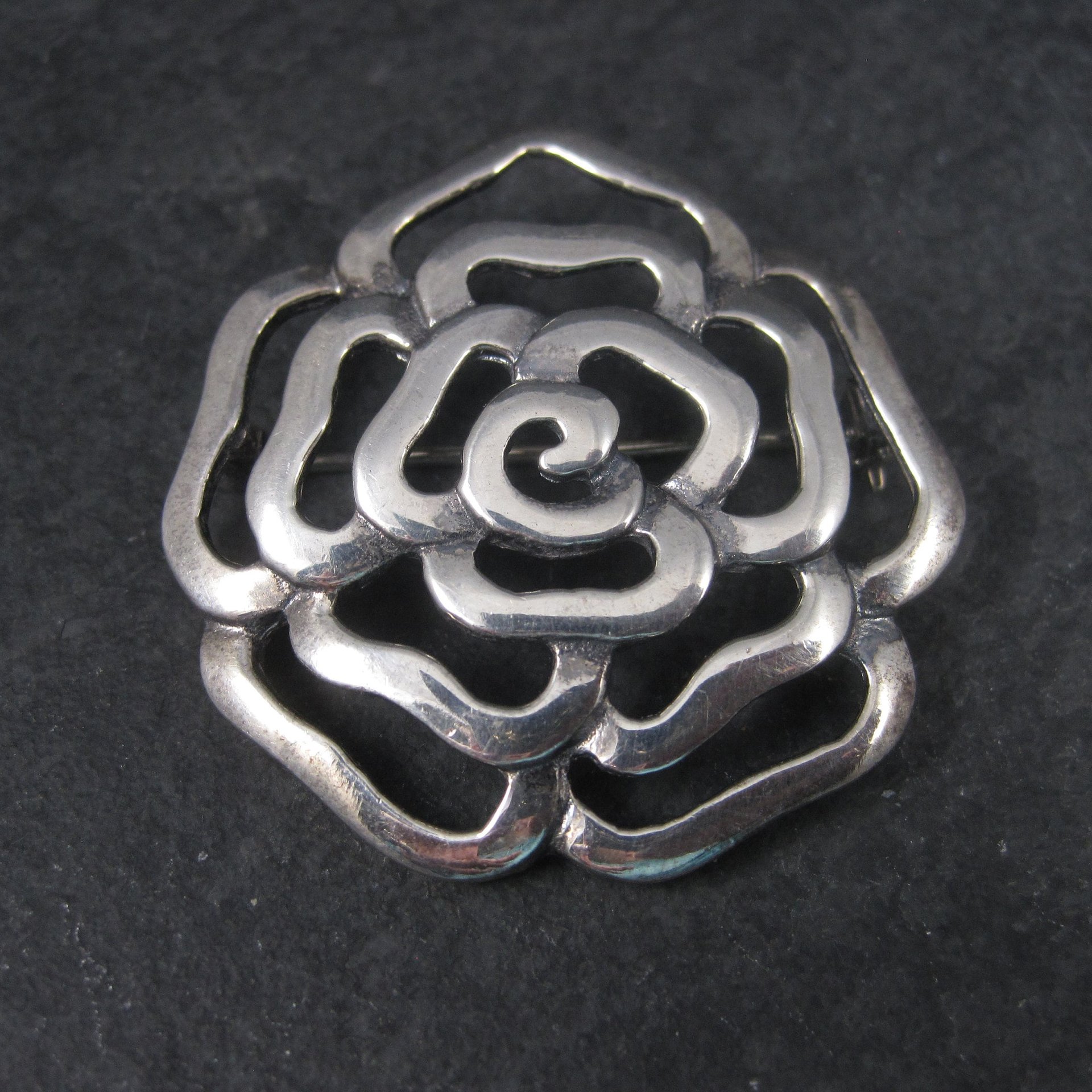 Estate Sterling Flower Brooch
