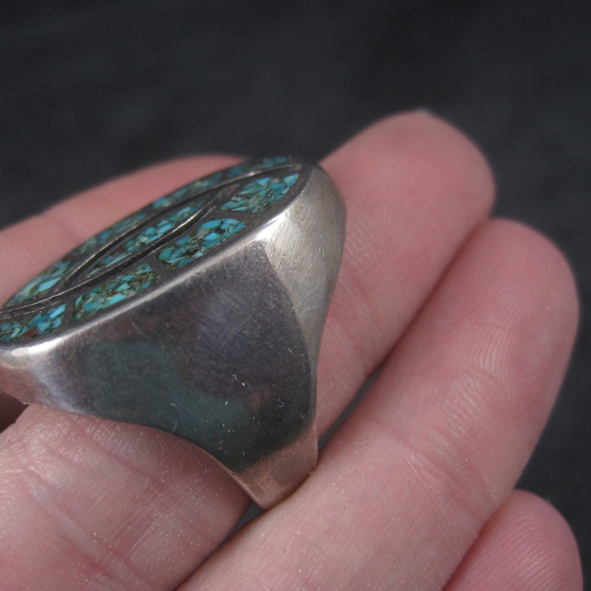 Southwestern Turquoise Chip Inlay Ring Size 9.5