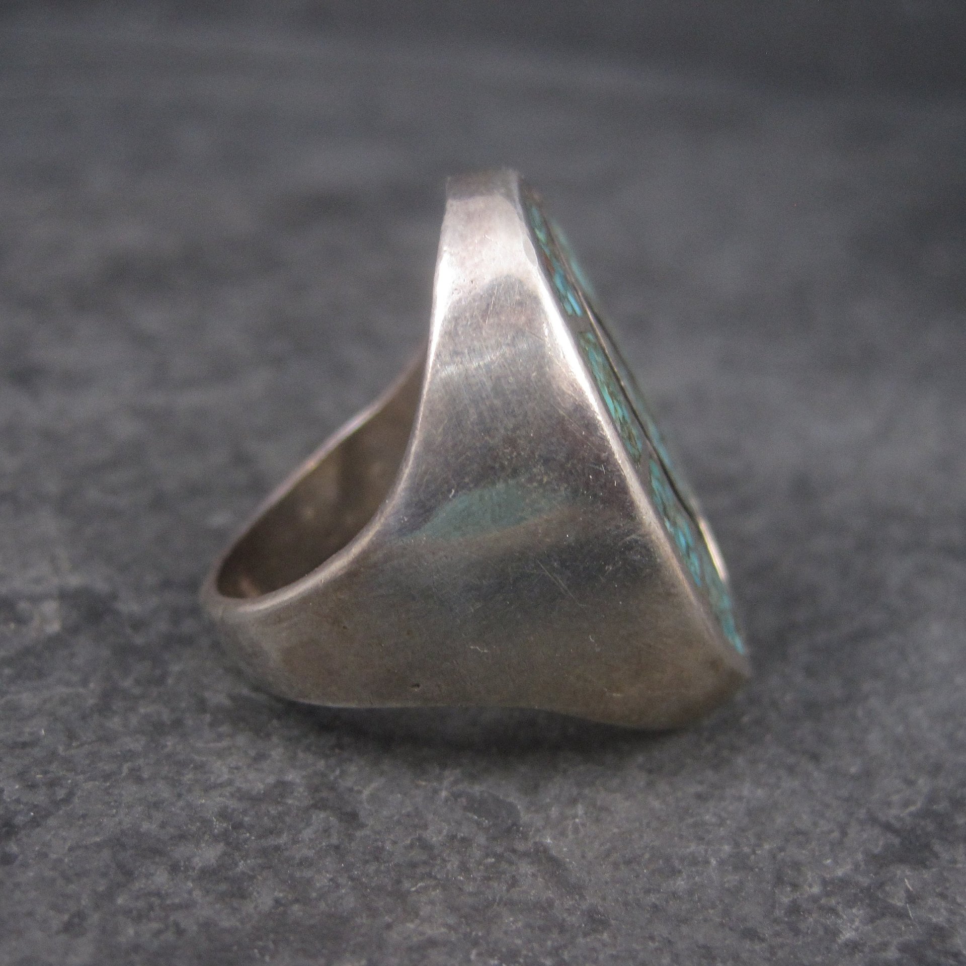 Southwestern Turquoise Chip Inlay Ring Size 9.5