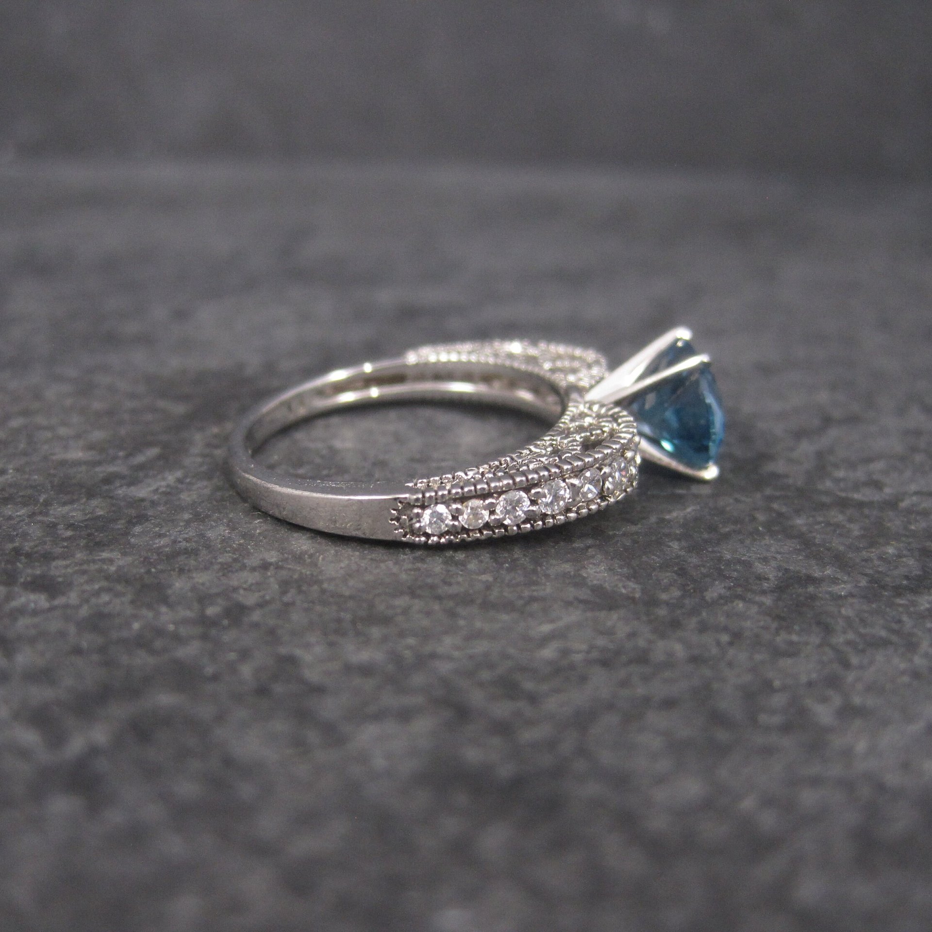 Oval Blue Topaz Engagement Ring Sz 8