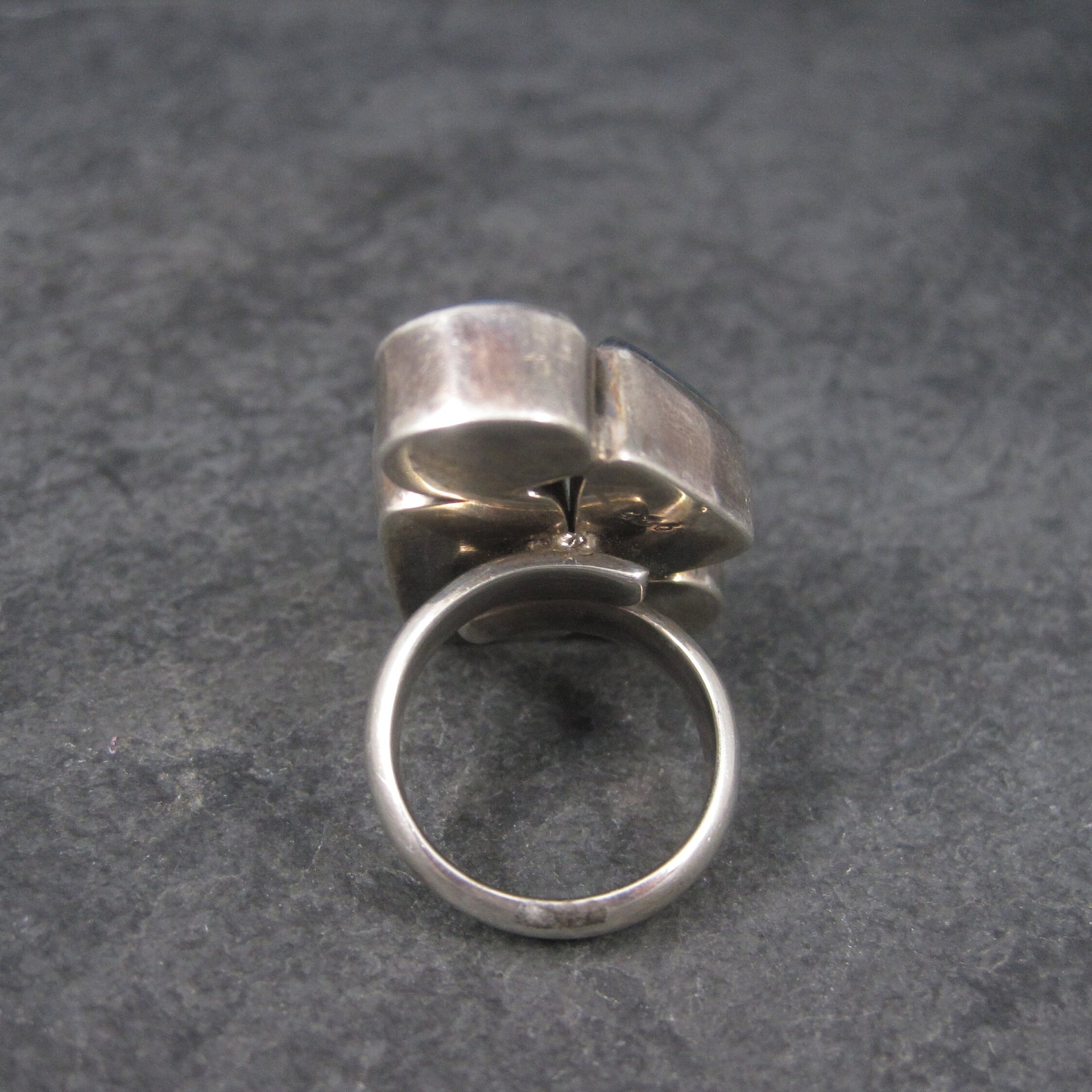 Estate Sterling Dichroic Glass and Quartz Ring Size 7