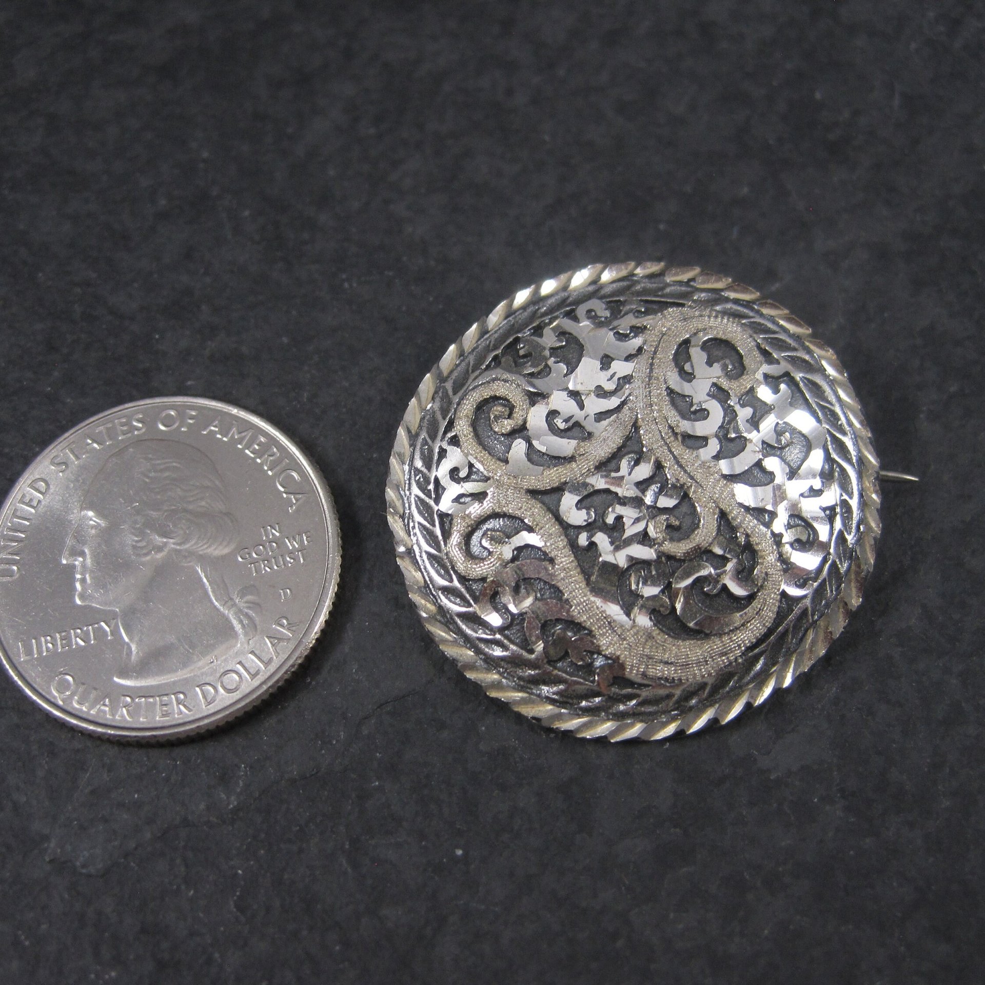 Vintage Black Hills Sterling Silver Brooch | Round Leaf Design Pin by Langers | South Dakota Jewelry Gift NOS