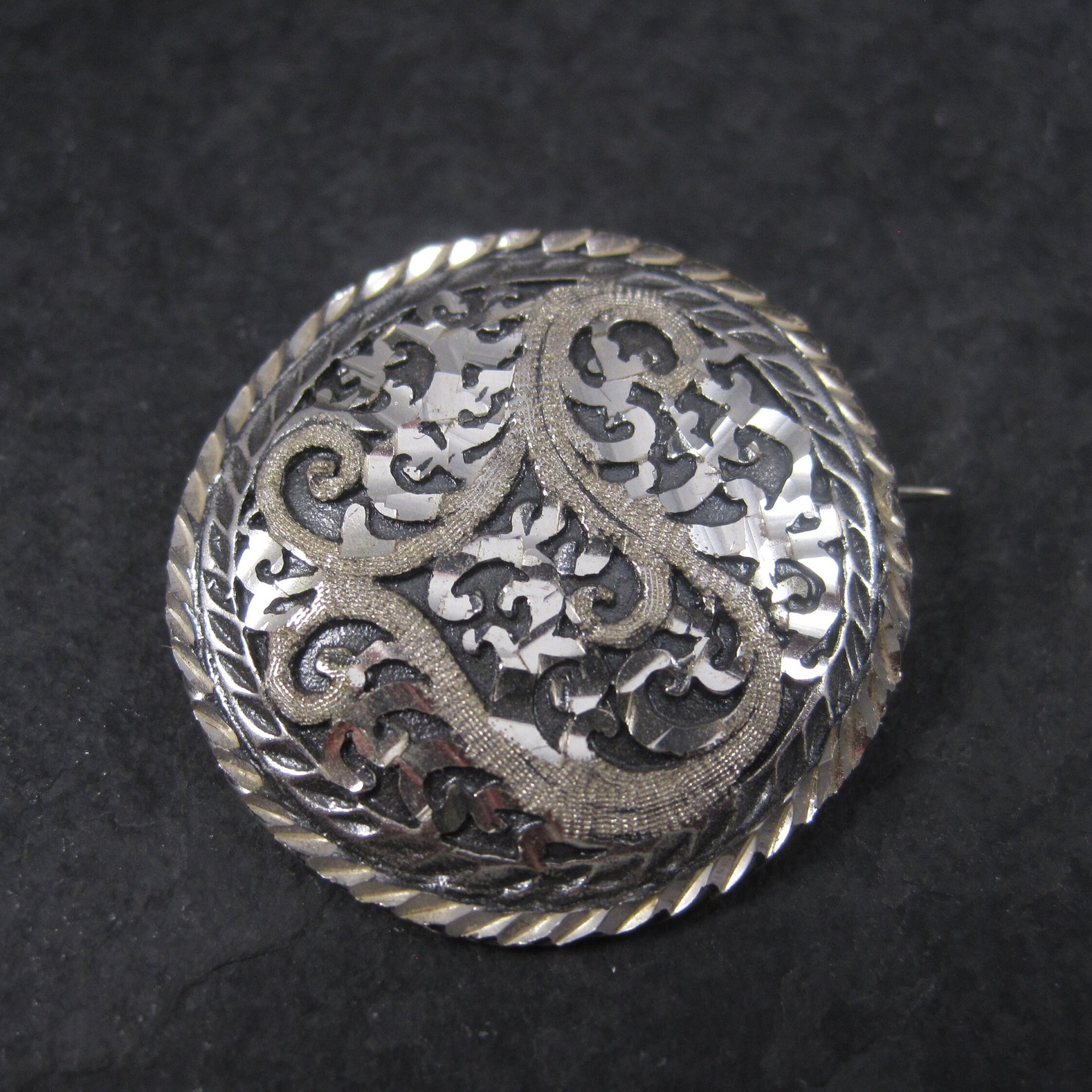 Vintage Black Hills Sterling Silver Brooch | Round Leaf Design Pin by Langers | South Dakota Jewelry Gift NOS