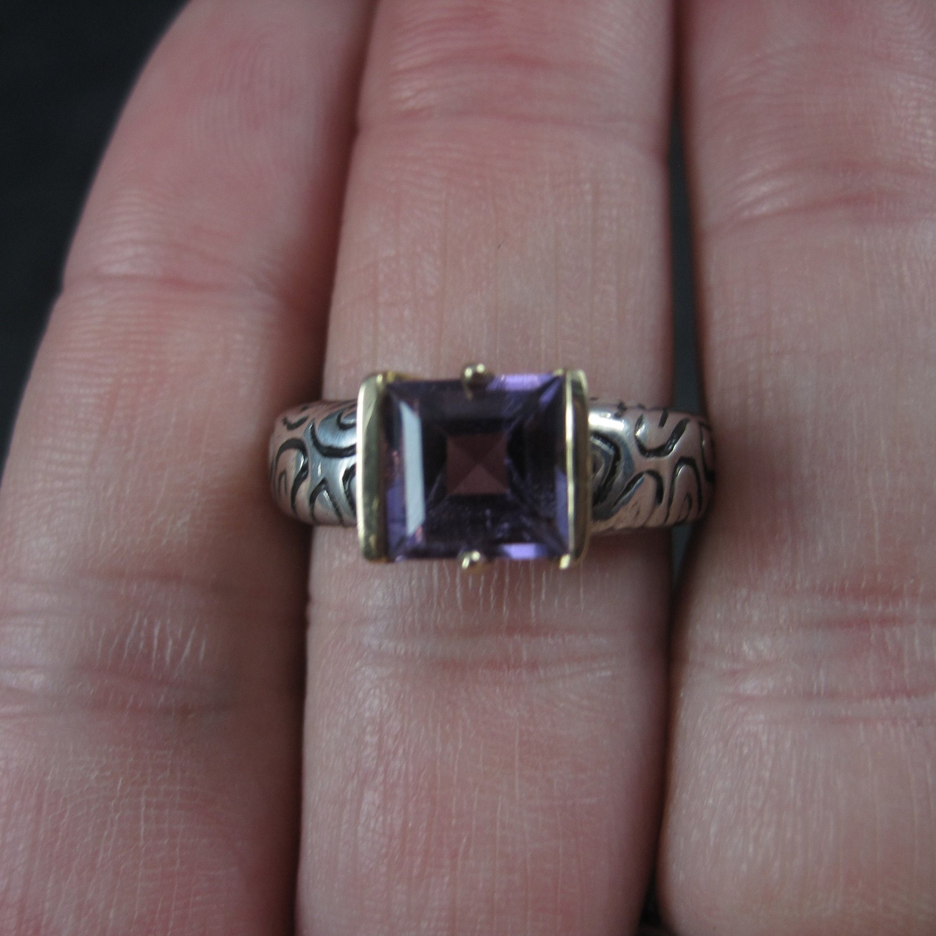 Vintage Sterling 14K Amethyst Ring Size 7 Clyde Duneier