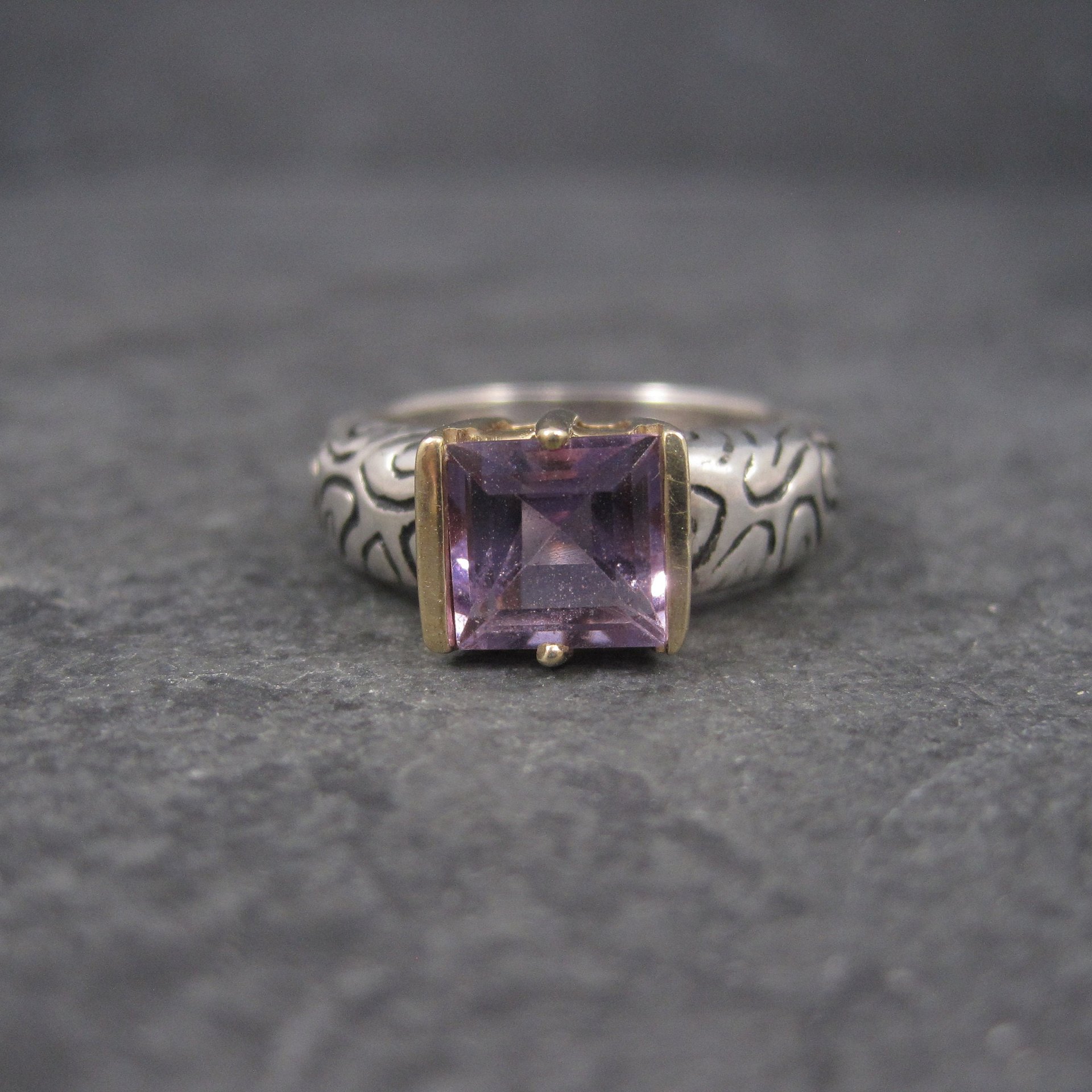 Vintage Sterling 14K Amethyst Ring Size 7 Clyde Duneier