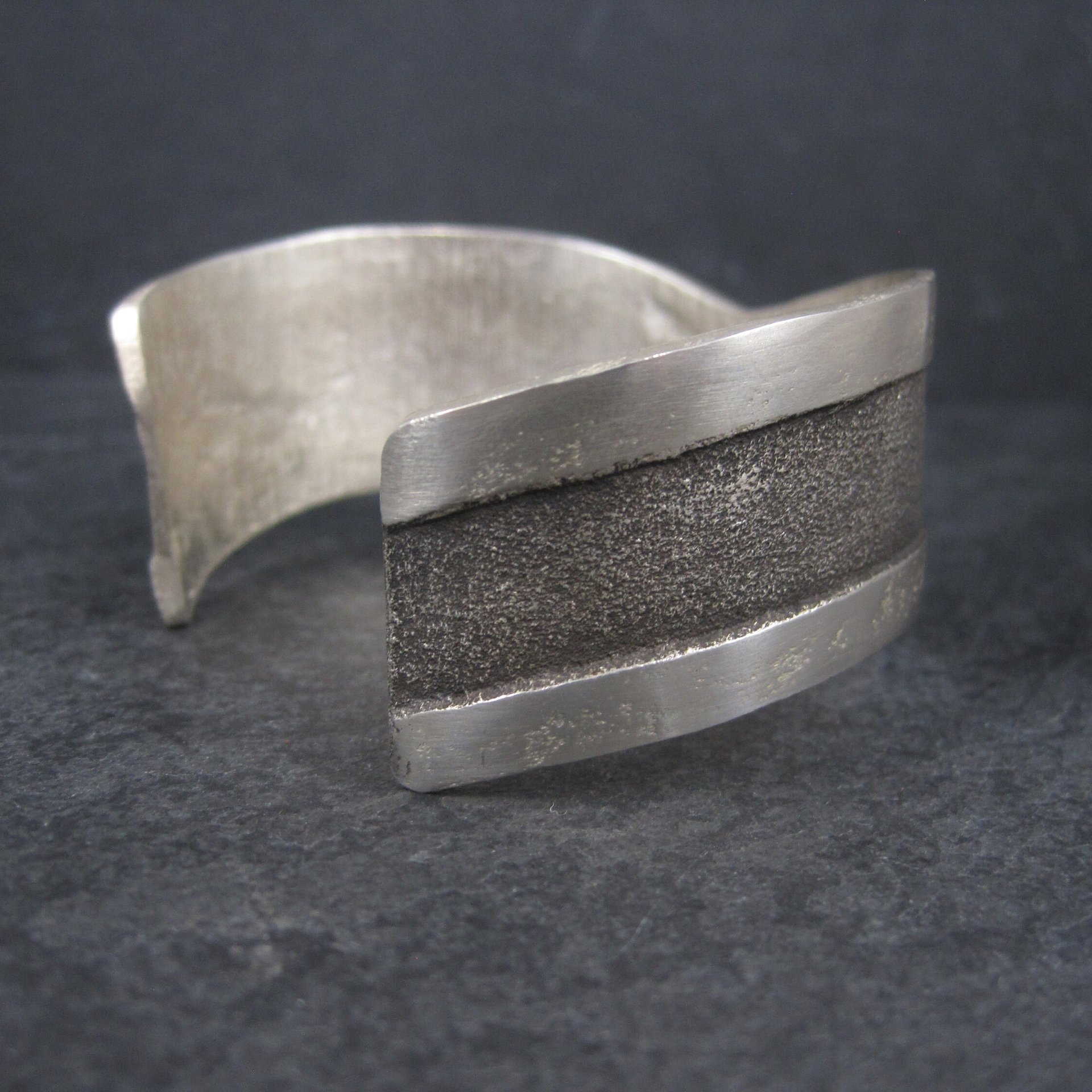 Vintage Navajo Sterling Tufa Turquoise Cuff Bracelet 6.75 Inches