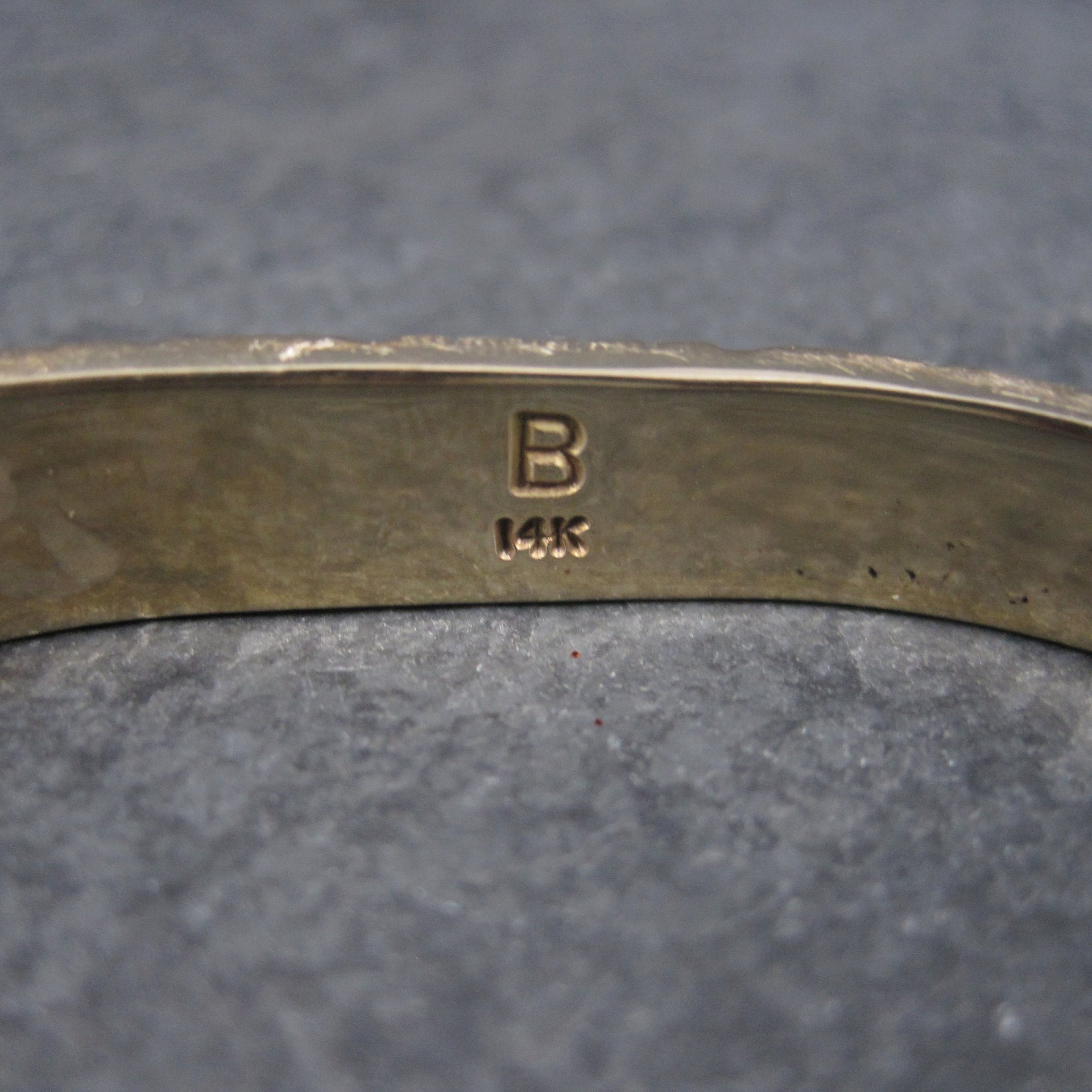 Vintage 14K Coral Opal Inlay Cuff Bracelet 5.75 Inches