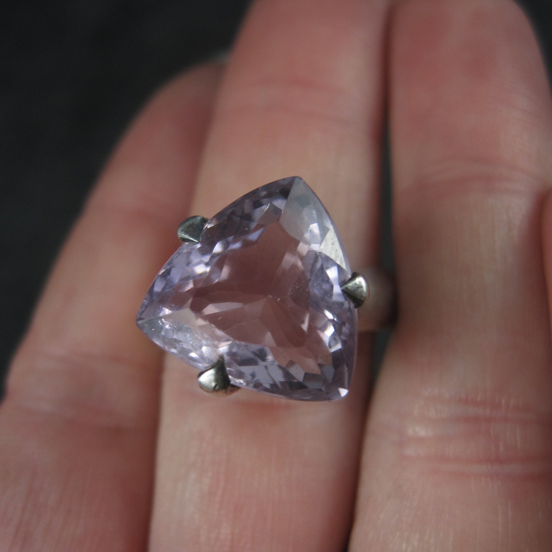 Huge Pink Amethyst Ring Sterling Size 10.5