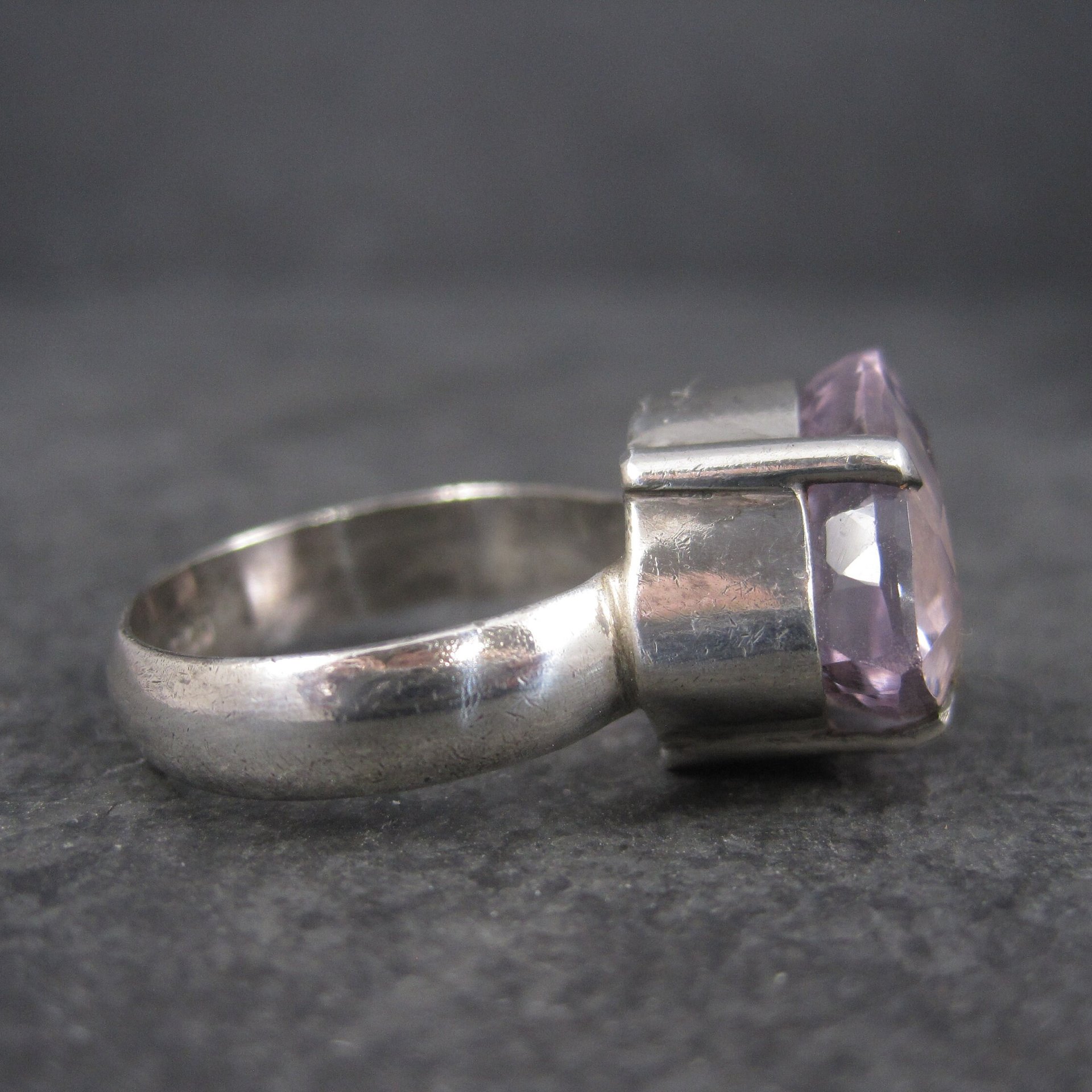 Huge Pink Amethyst Ring Sterling Size 10.5