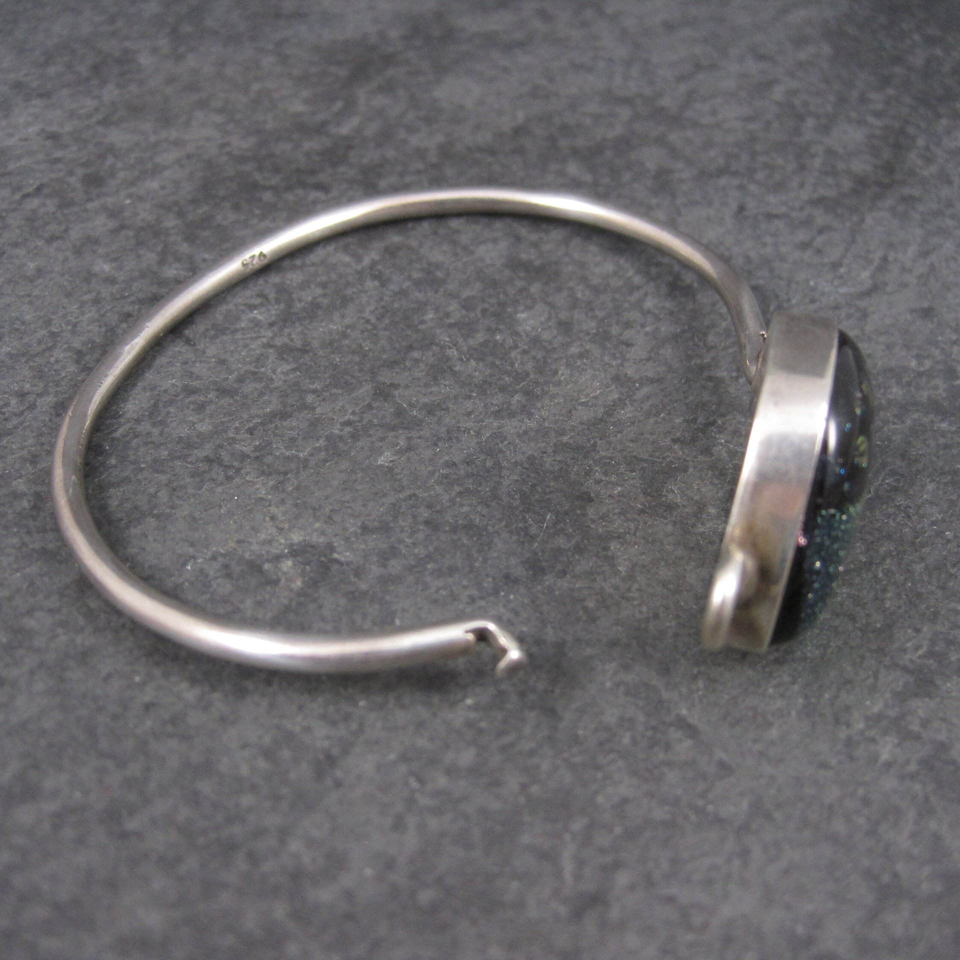 Vintage Dichroic Glass Sterling Bangle Bracelet