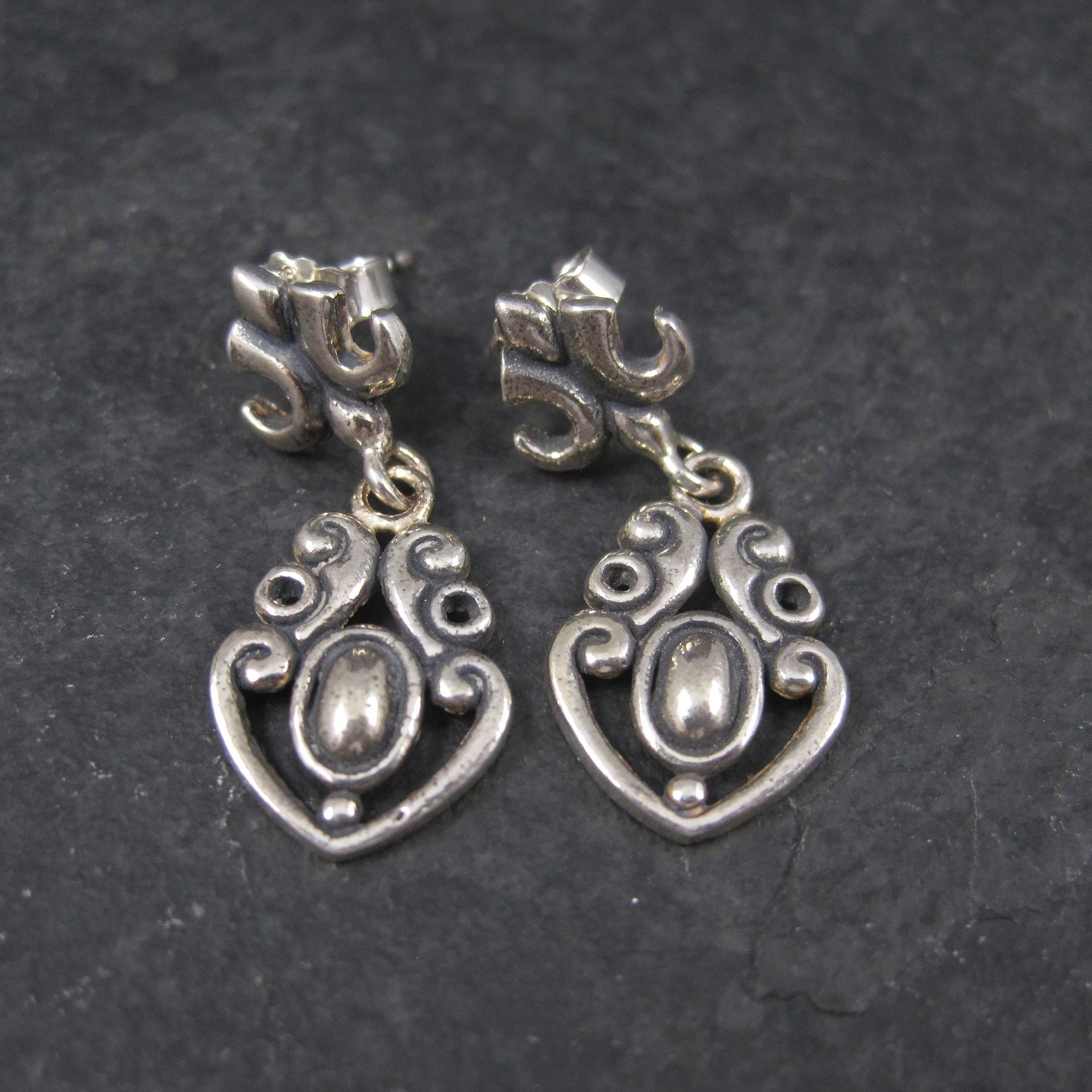 Vintage Sterling Silver Victorian Style Earrings | Antique-Inspired Dangle Earrings | Romantic Old World Jewelry