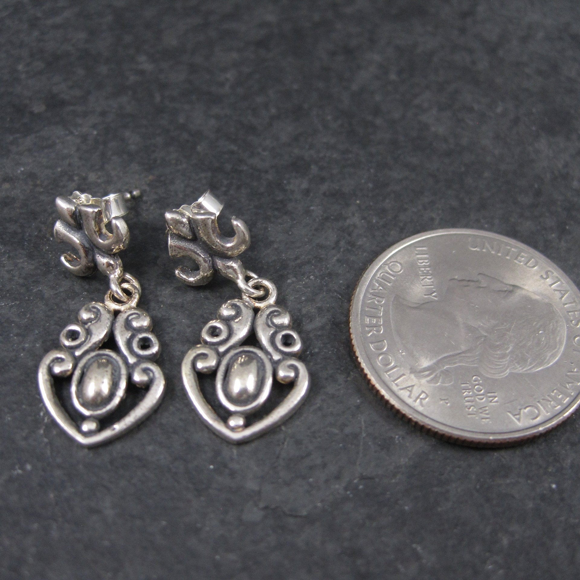 Vintage Sterling Silver Victorian Style Earrings | Antique-Inspired Dangle Earrings | Romantic Old World Jewelry