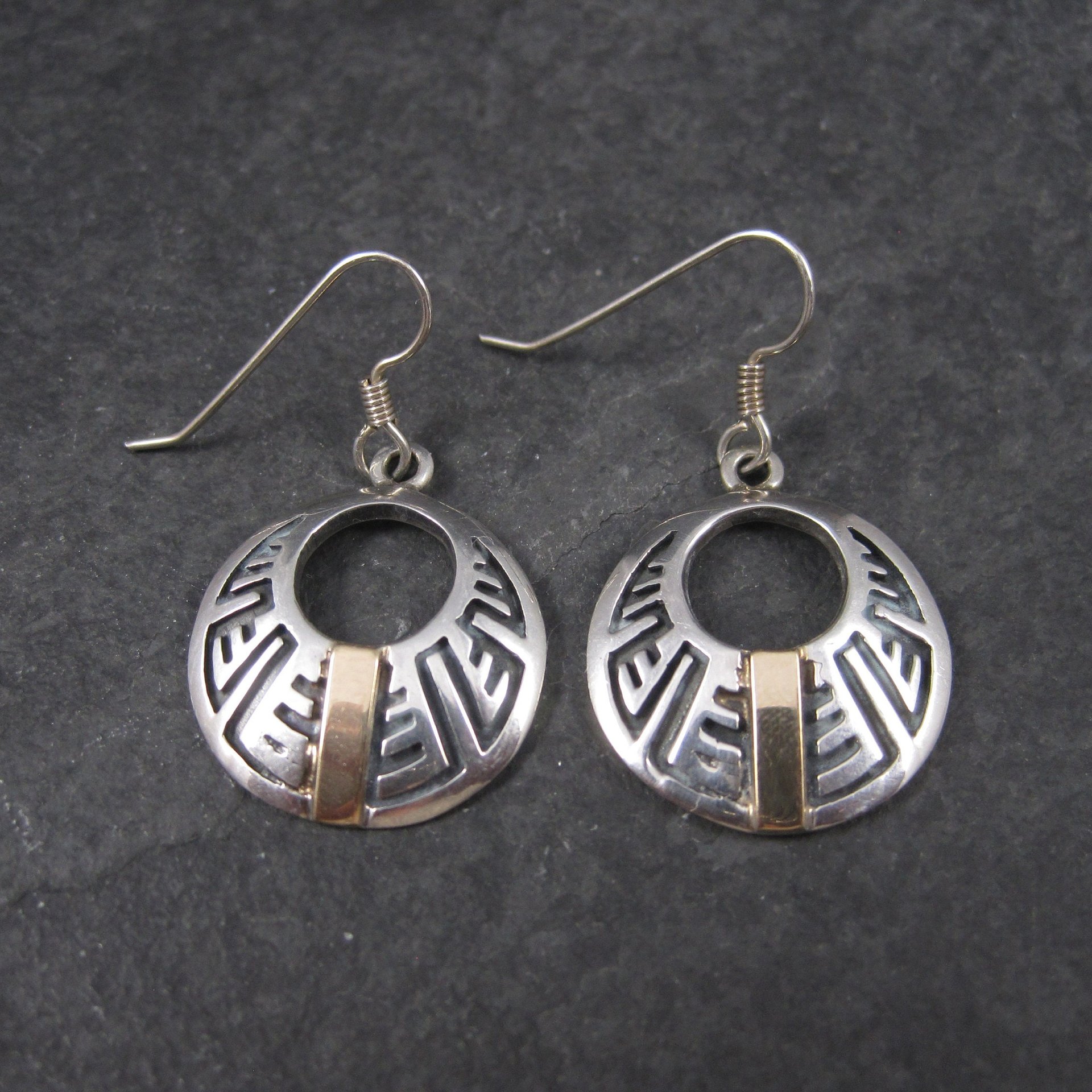 Vintage Southwestern Sterling 14K Earrings