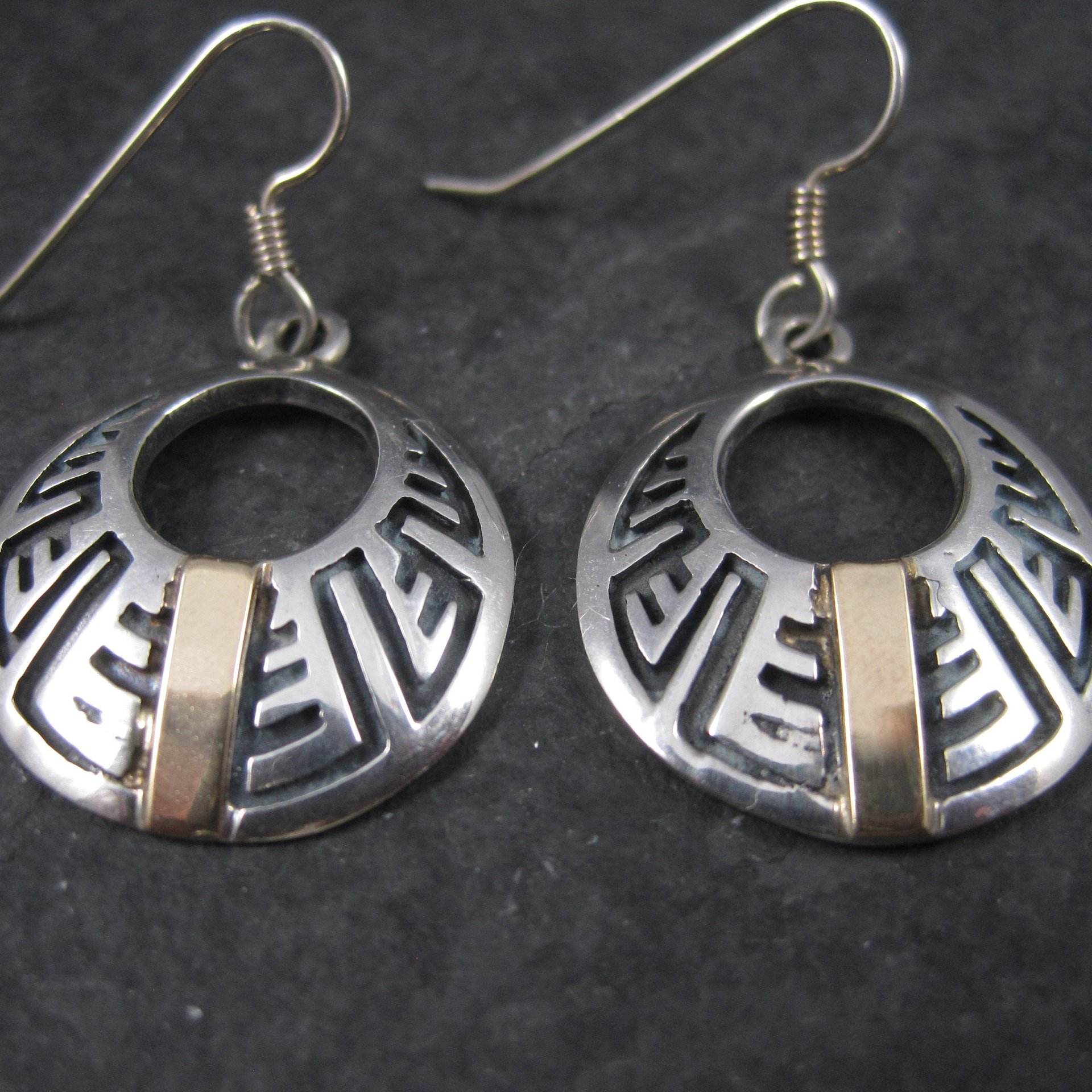 Vintage Southwestern Sterling 14K Earrings