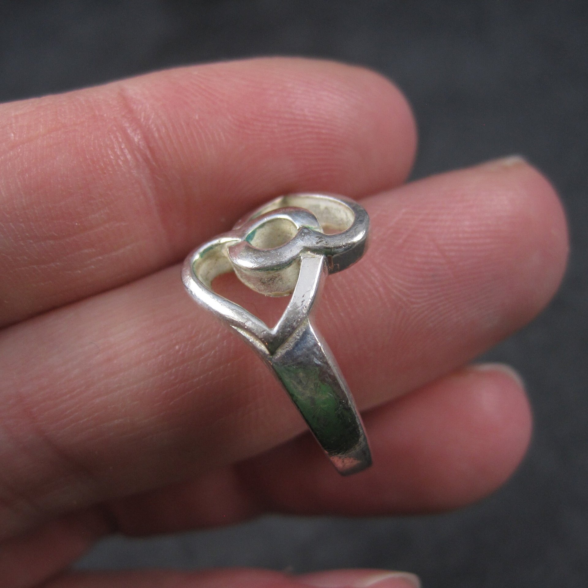 Vintage Sterling Intertwined Heart Ring Size 6.5