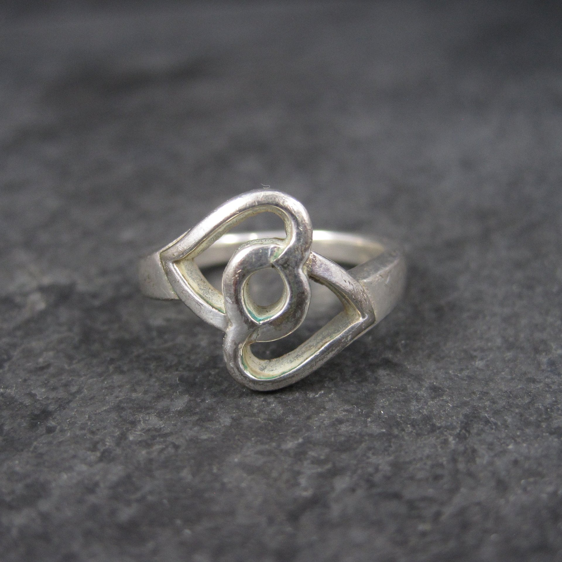 Vintage Sterling Intertwined Heart Ring Size 6.5