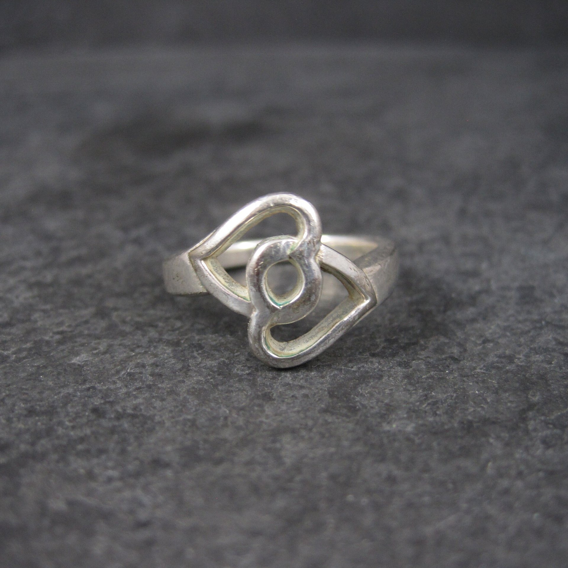 Vintage Sterling Intertwined Heart Ring Size 6.5