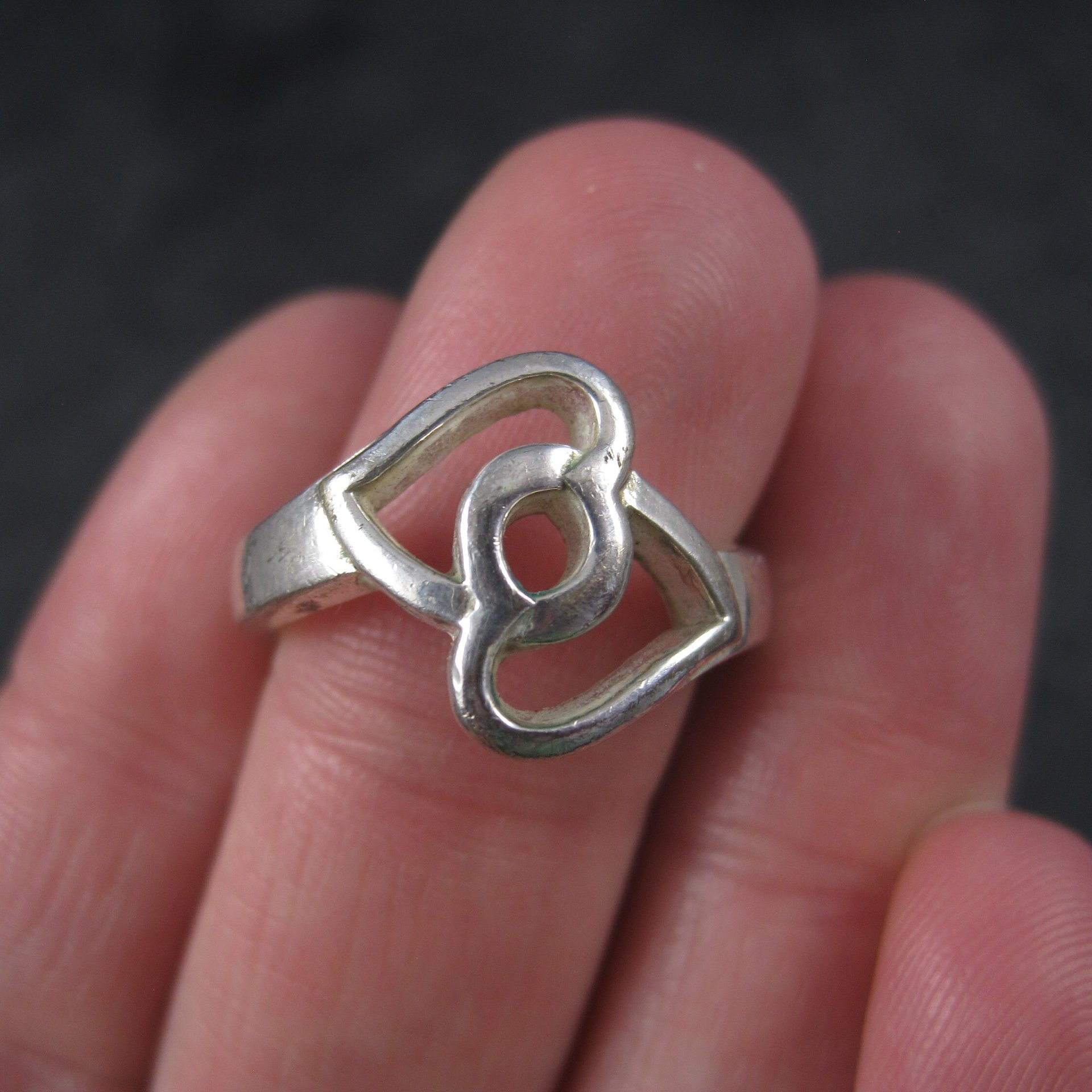 Vintage Sterling Intertwined Heart Ring Size 6.5