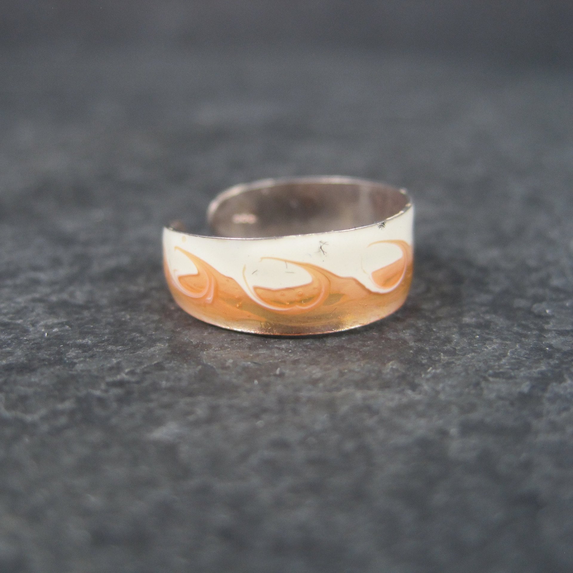 Vintage 90s Sterling Orange Enamel Toe Ring
