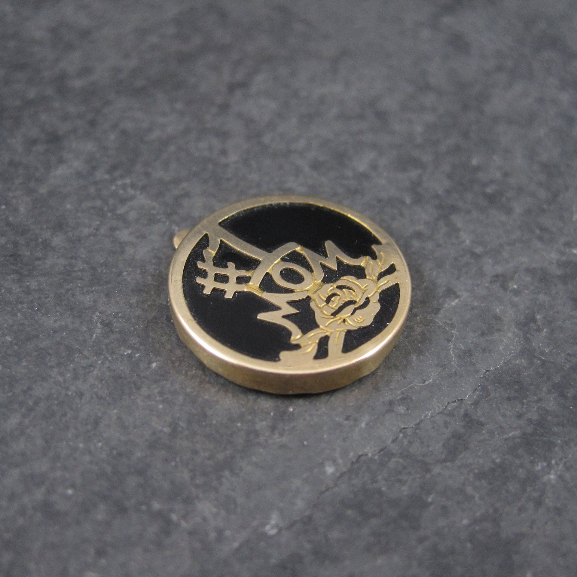 Vintage 10K Onyx #1 Mom Charm Pendant