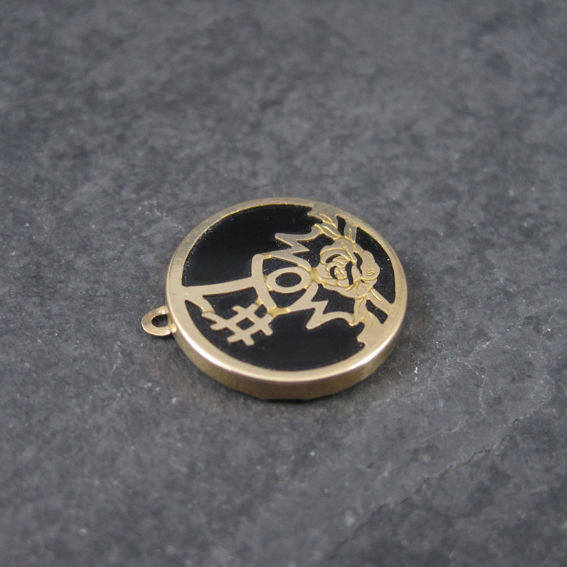 Vintage 10K Onyx #1 Mom Charm Pendant