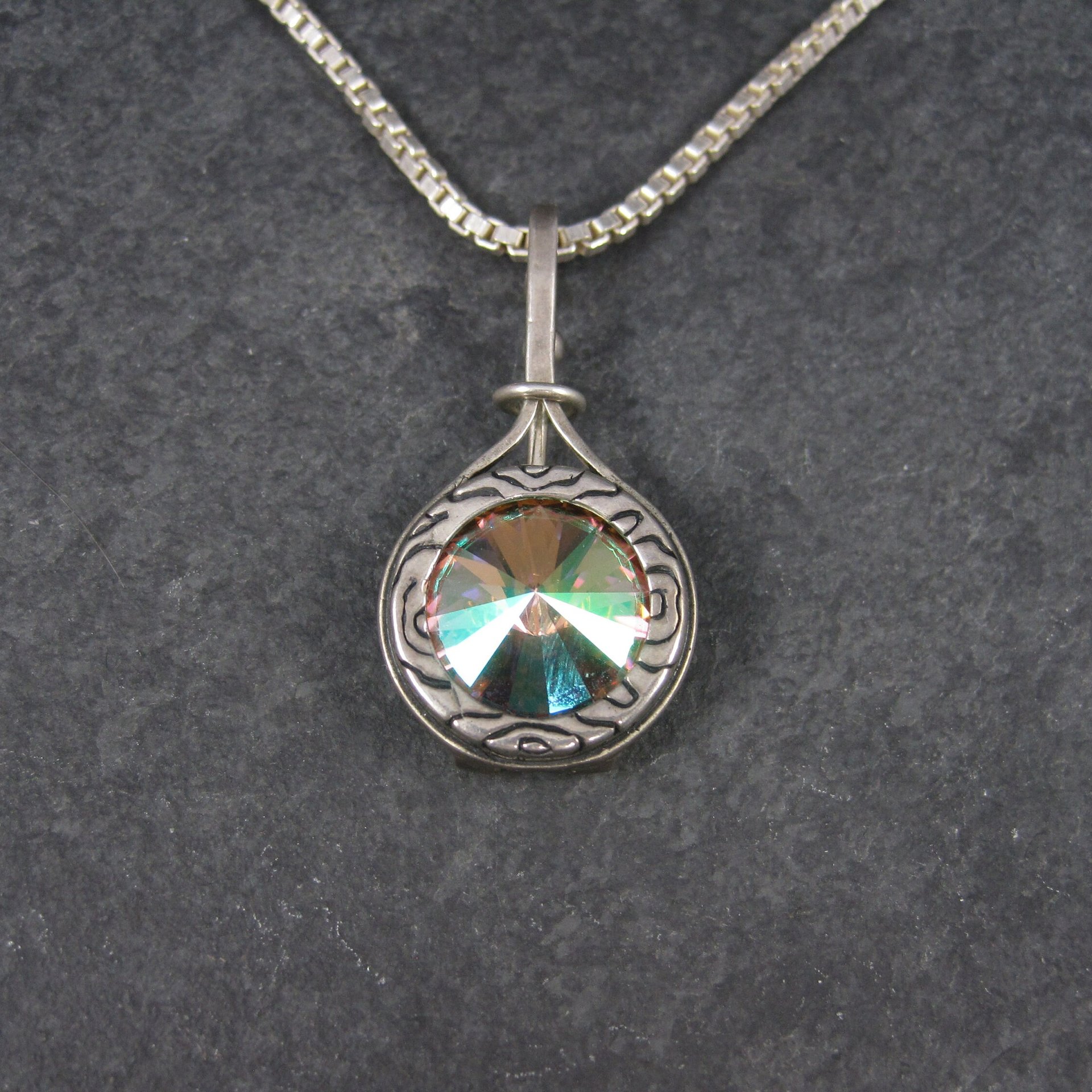 Vintage Sterling Interchangeable Pendant Rose Quartz Chain