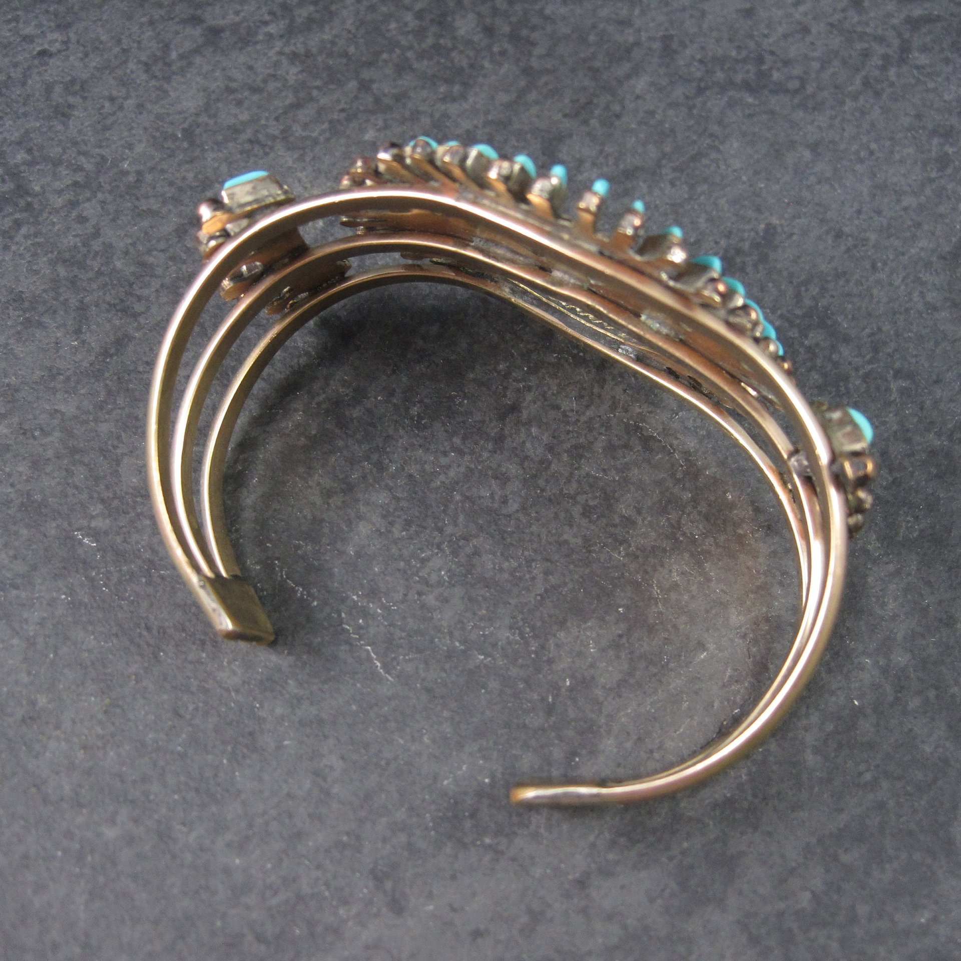 Native American Needlepoint Turquoise Inlay Butterfly Cuff Bracelet 6.25 Inches Paul Lucario