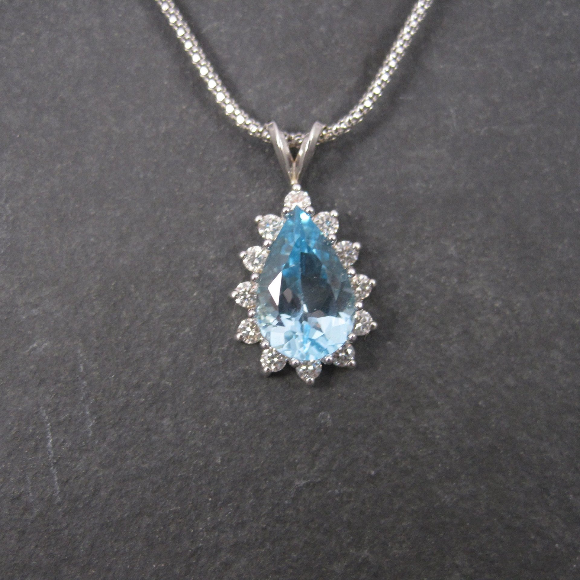 Vintage 14K Topaz Diamond Necklace