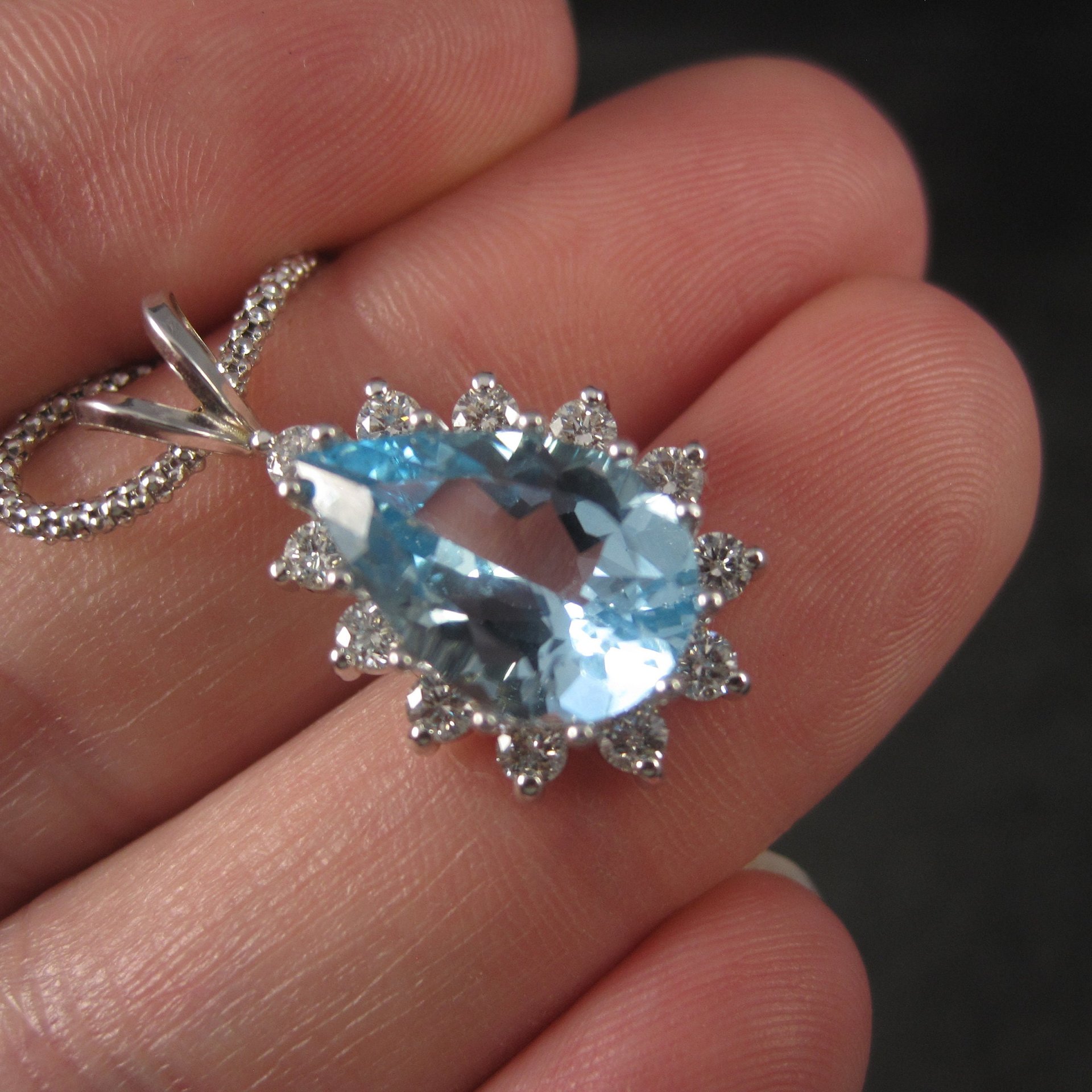 Vintage 14K Topaz Diamond Necklace