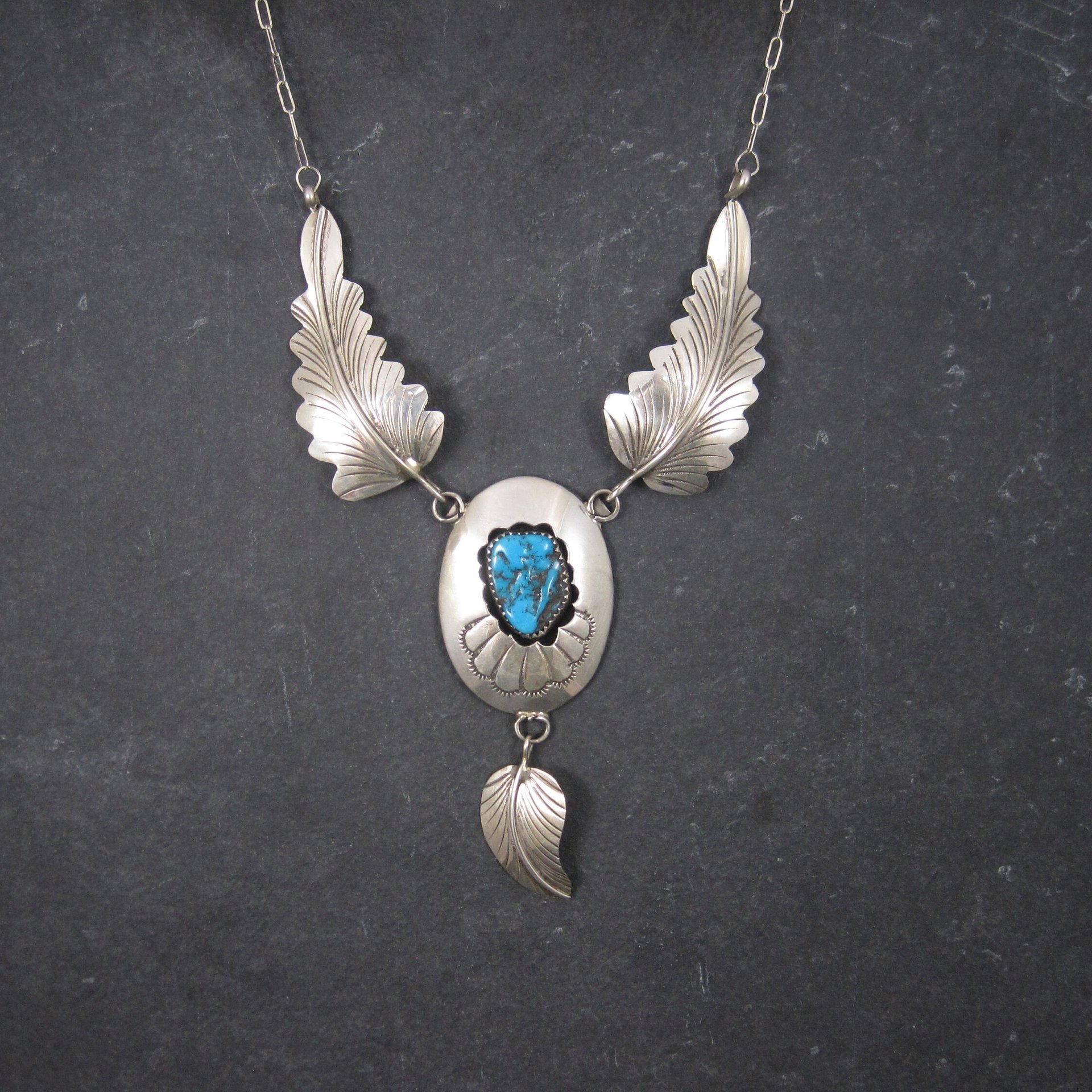 Vintage Navajo Shadowbox Feather Necklace Arnold Maloney