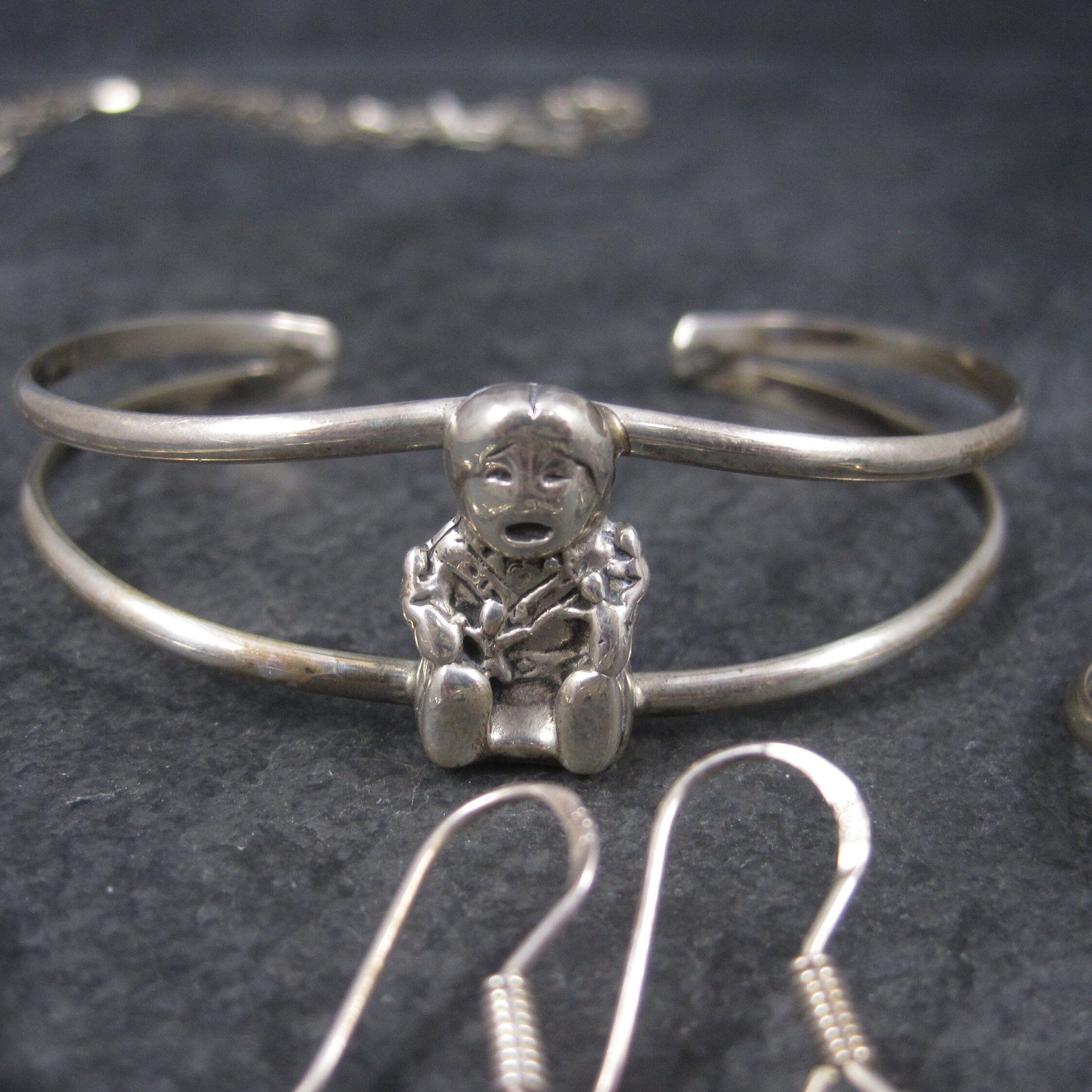 Vintage Sterling Navajo Storyteller Bracelet Ring Earrings Pendant Jewelry Set
