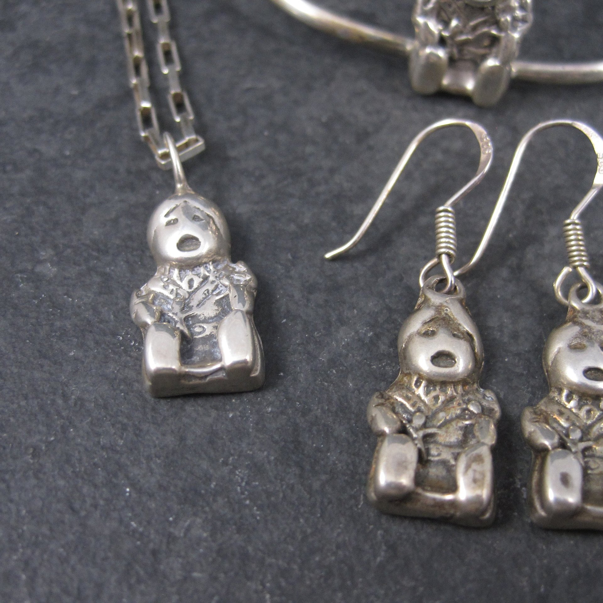 Vintage Sterling Navajo Storyteller Bracelet Ring Earrings Pendant Jewelry Set