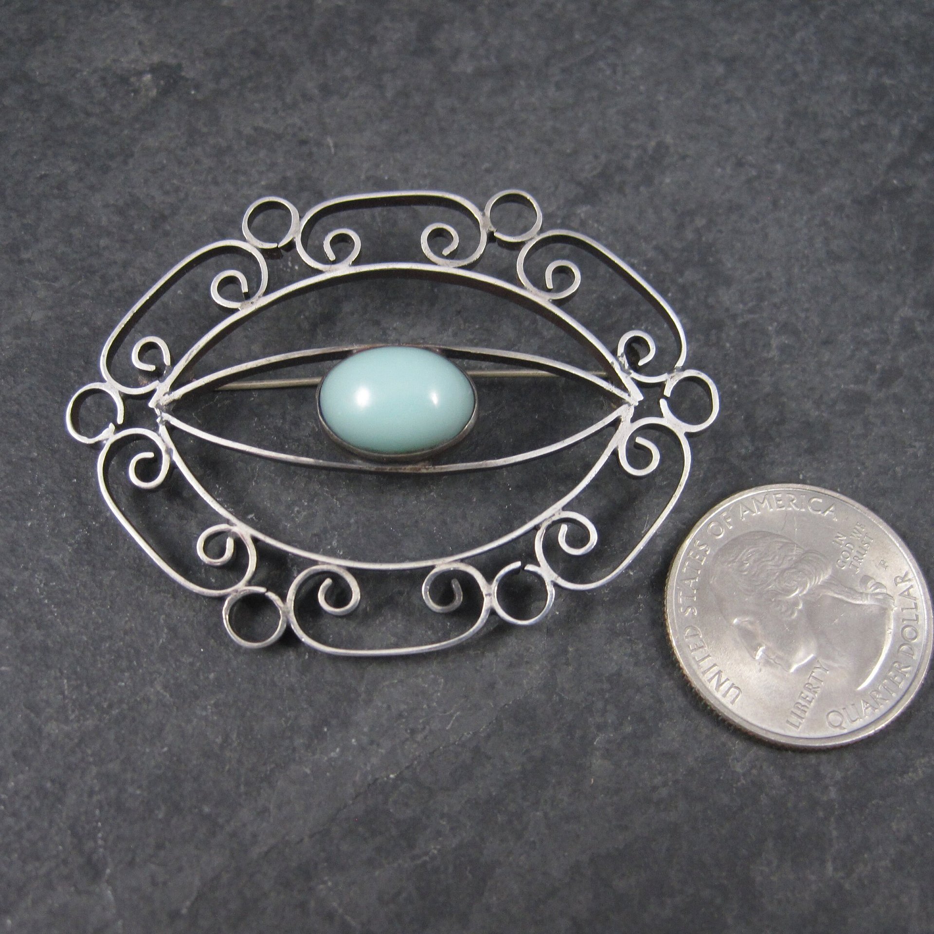 Vintage Mexican Sterling Filigree Brooch