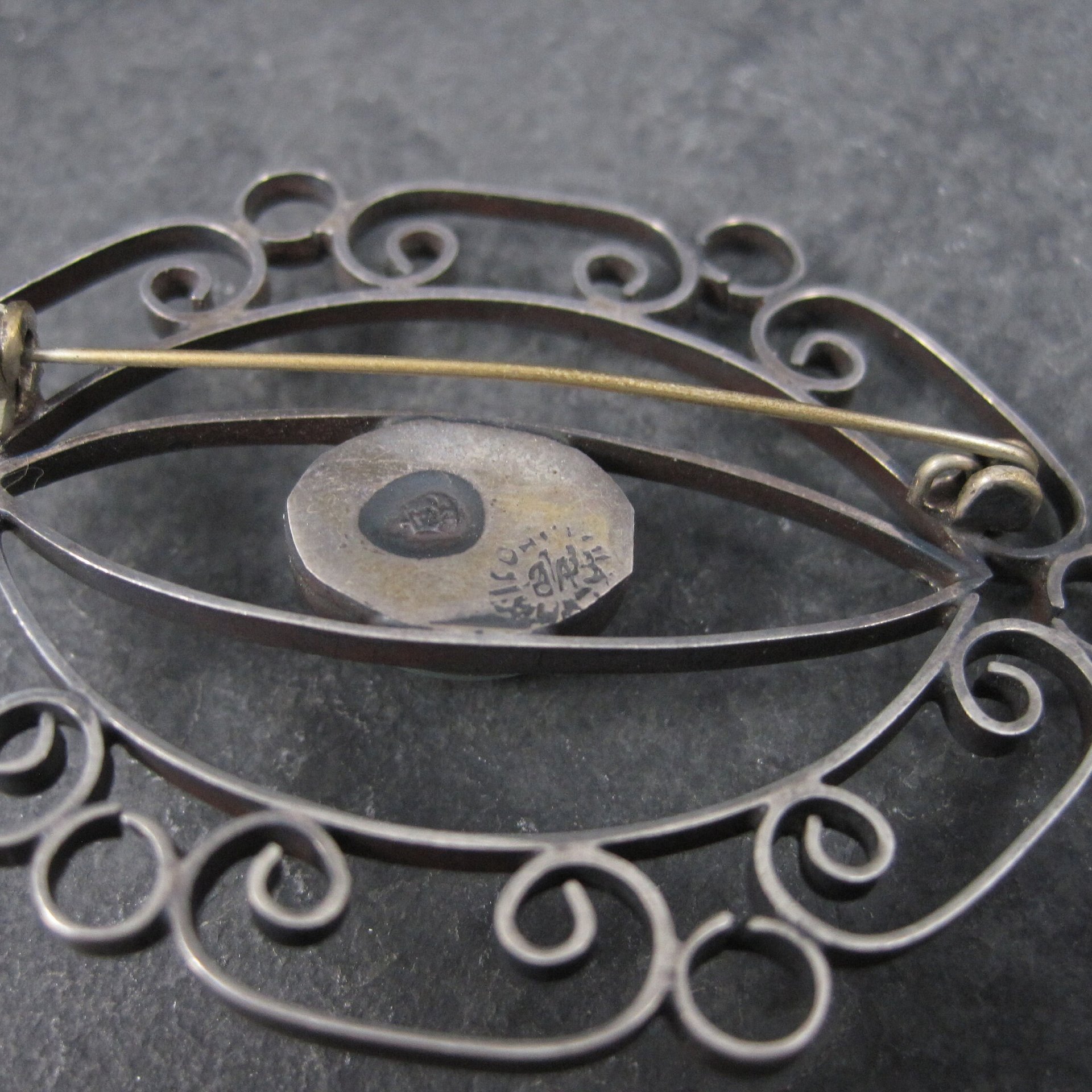 Vintage Mexican Sterling Filigree Brooch