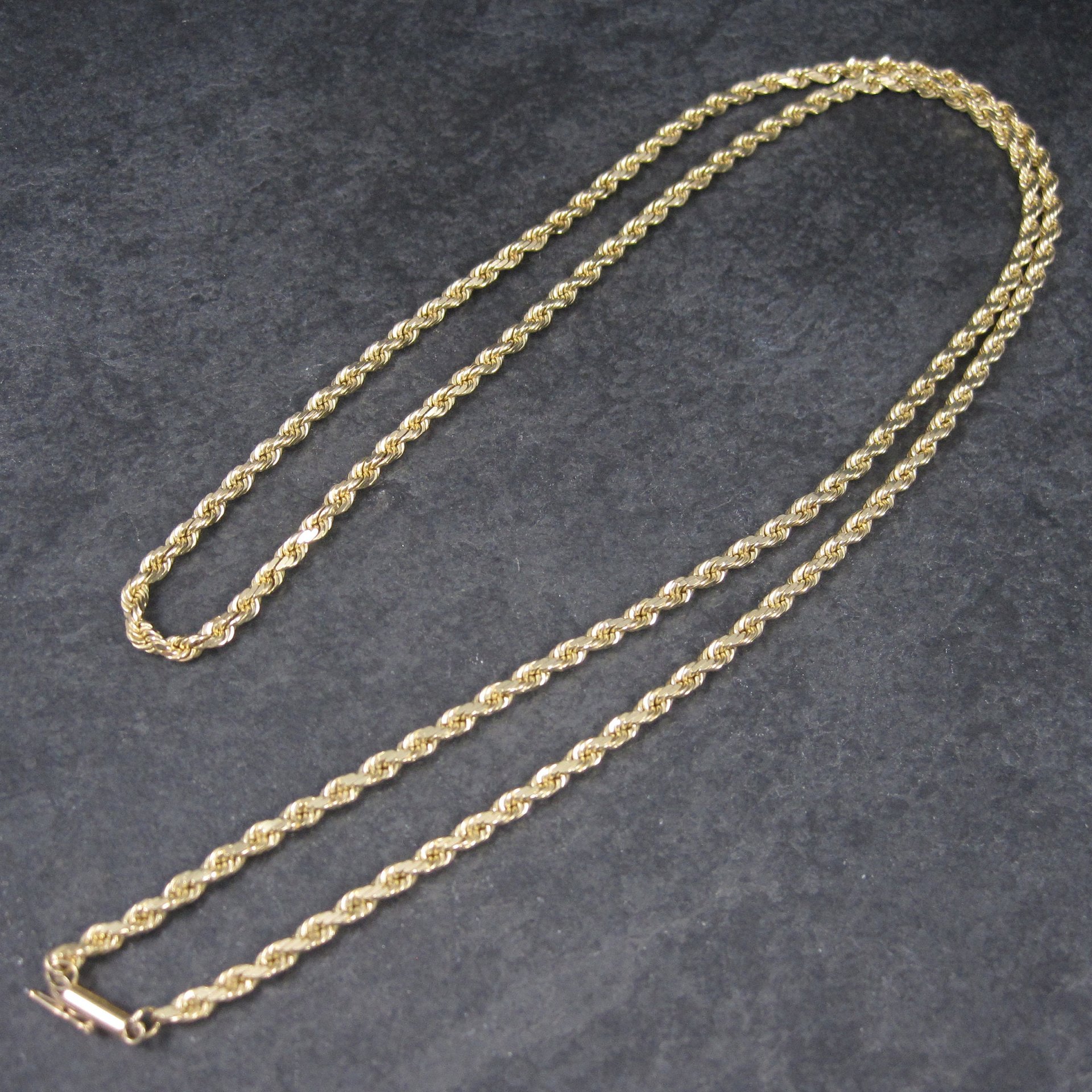 Vintage 14K 3.5mm Rope Chain Necklace 29 Inches 34.3 Grams