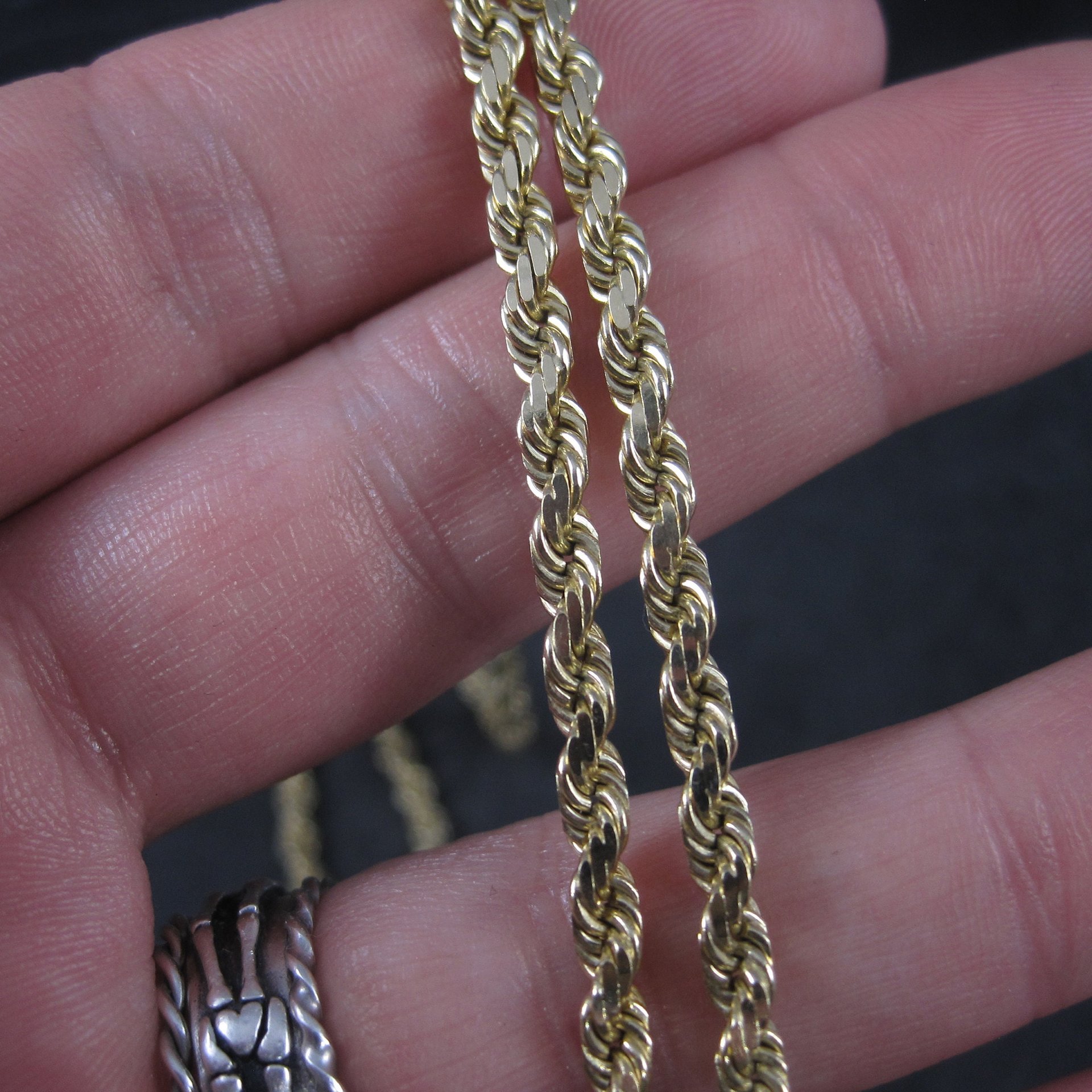Vintage 14K 3.5mm Rope Chain Necklace 29 Inches 34.3 Grams