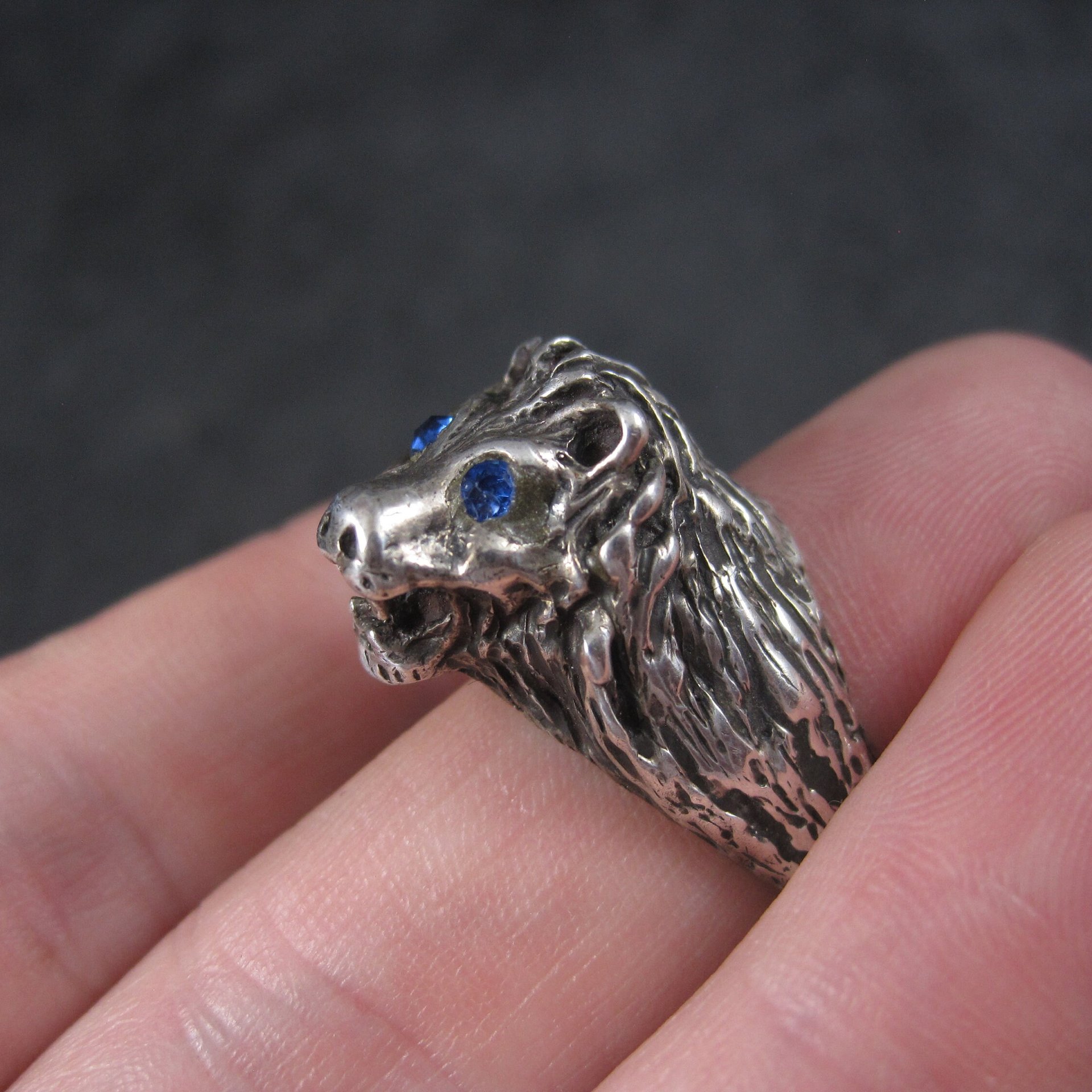 Vintage Sterling Lion Head Ring Size 10.5