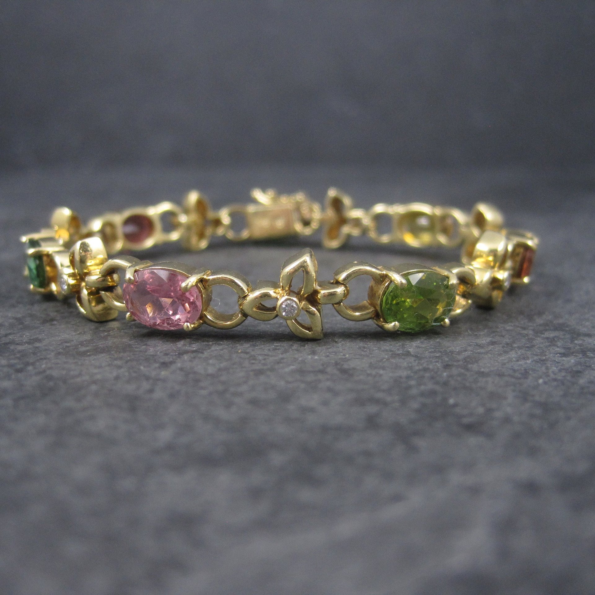 Estate 18K 12 Carat Gemstone Diamond Bracelet 6.5 Inches