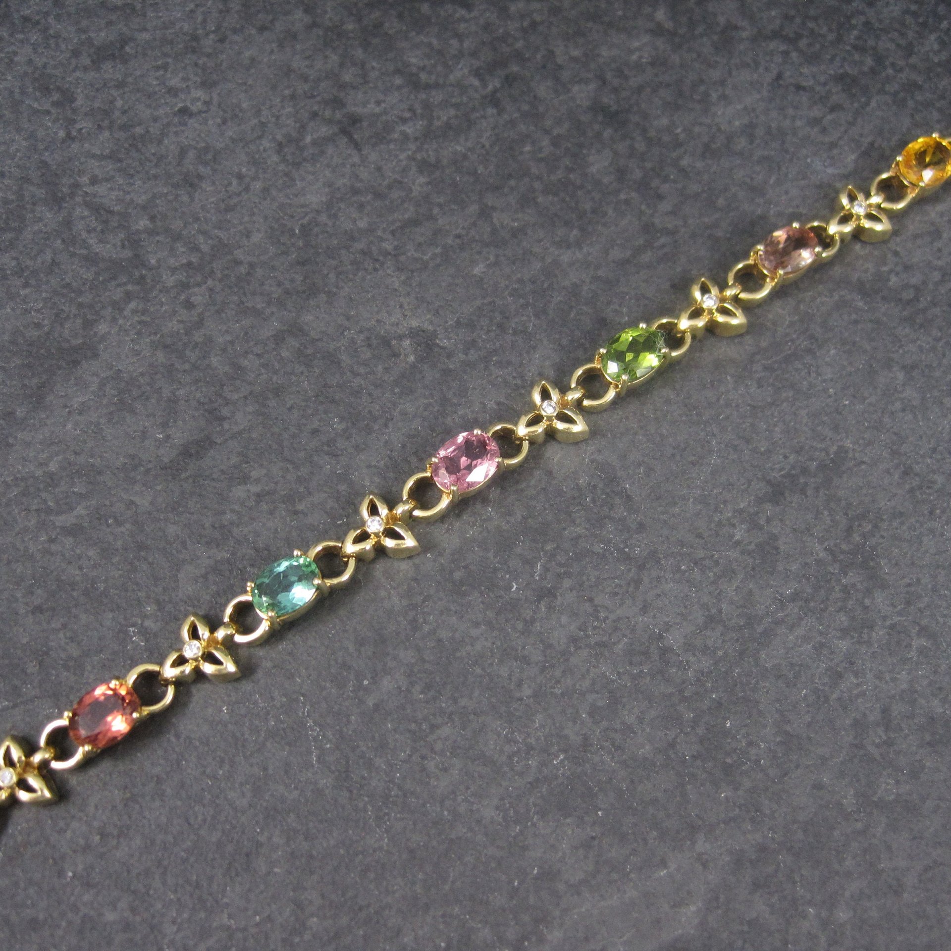 Estate 18K 12 Carat Gemstone Diamond Bracelet 6.5 Inches