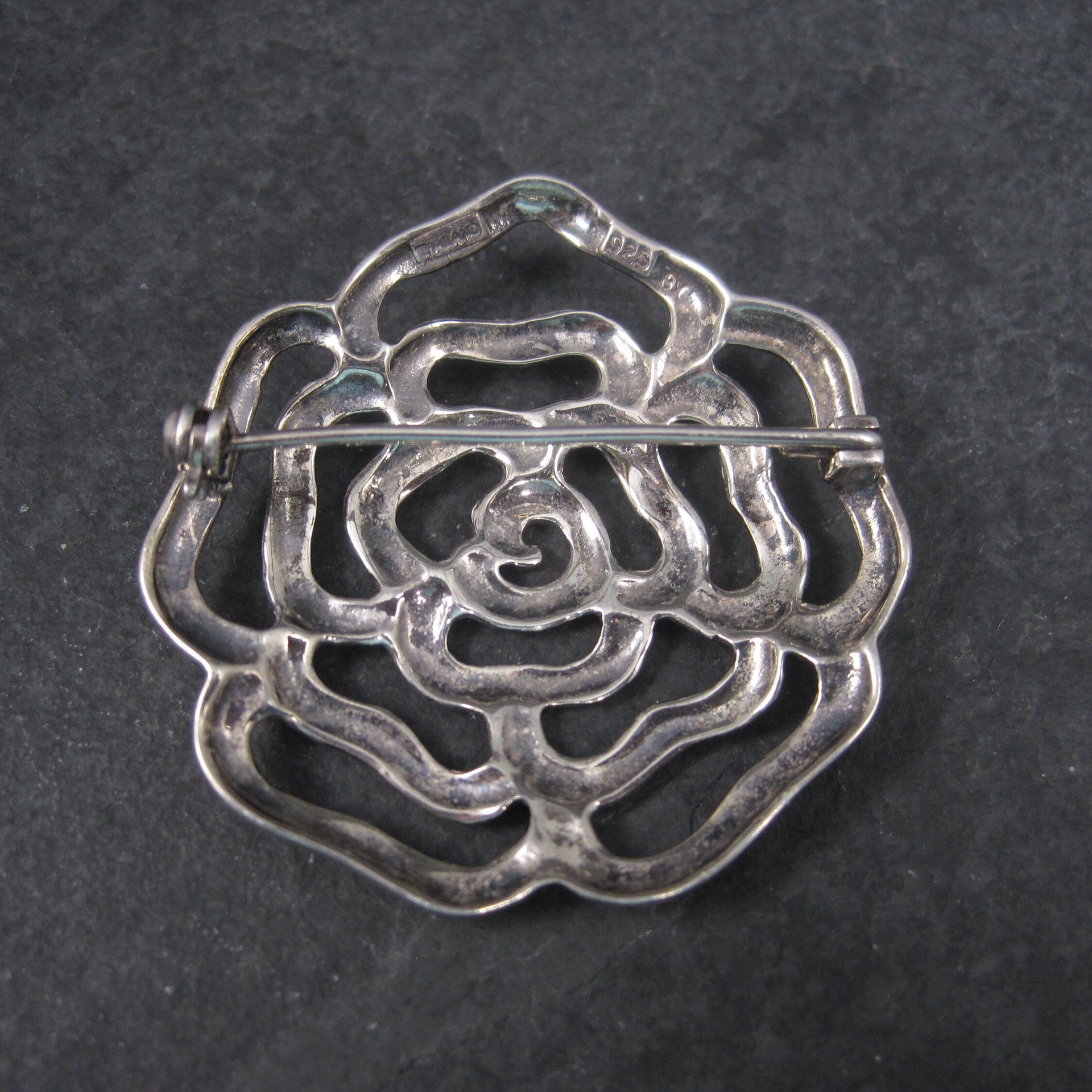 Estate Sterling Flower Brooch