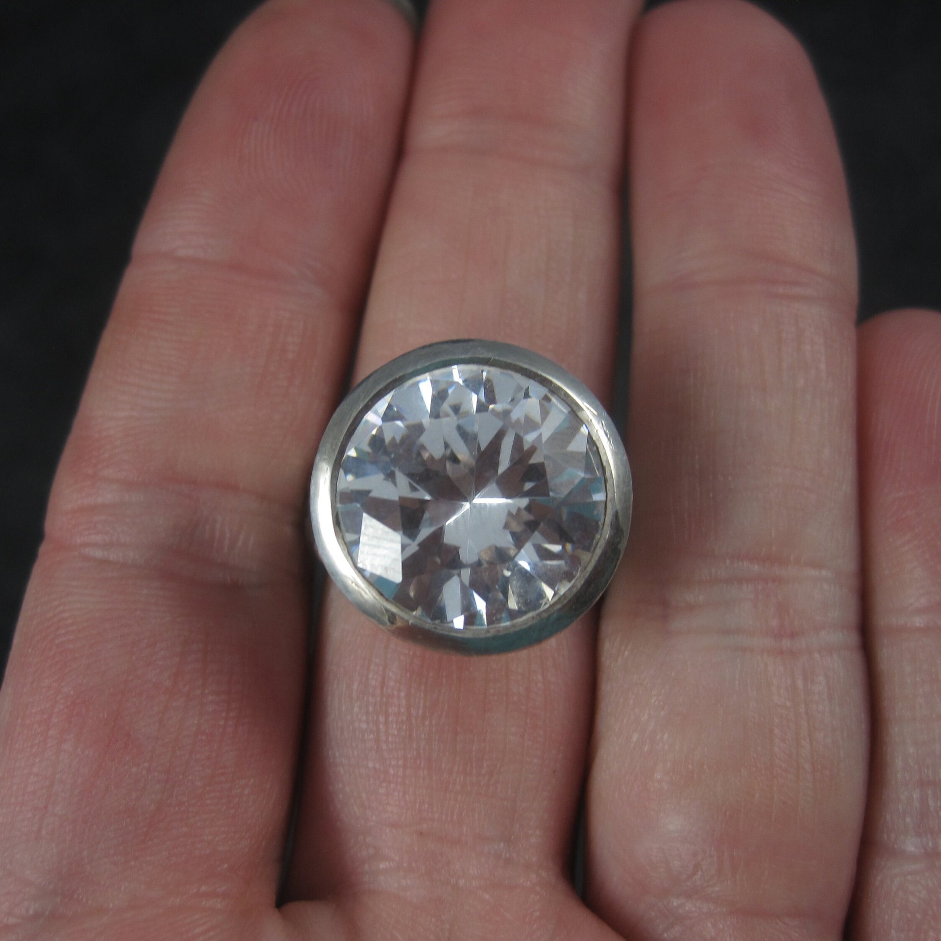 Large Estate Cubic Zirconia Statement Ring Size 7.5