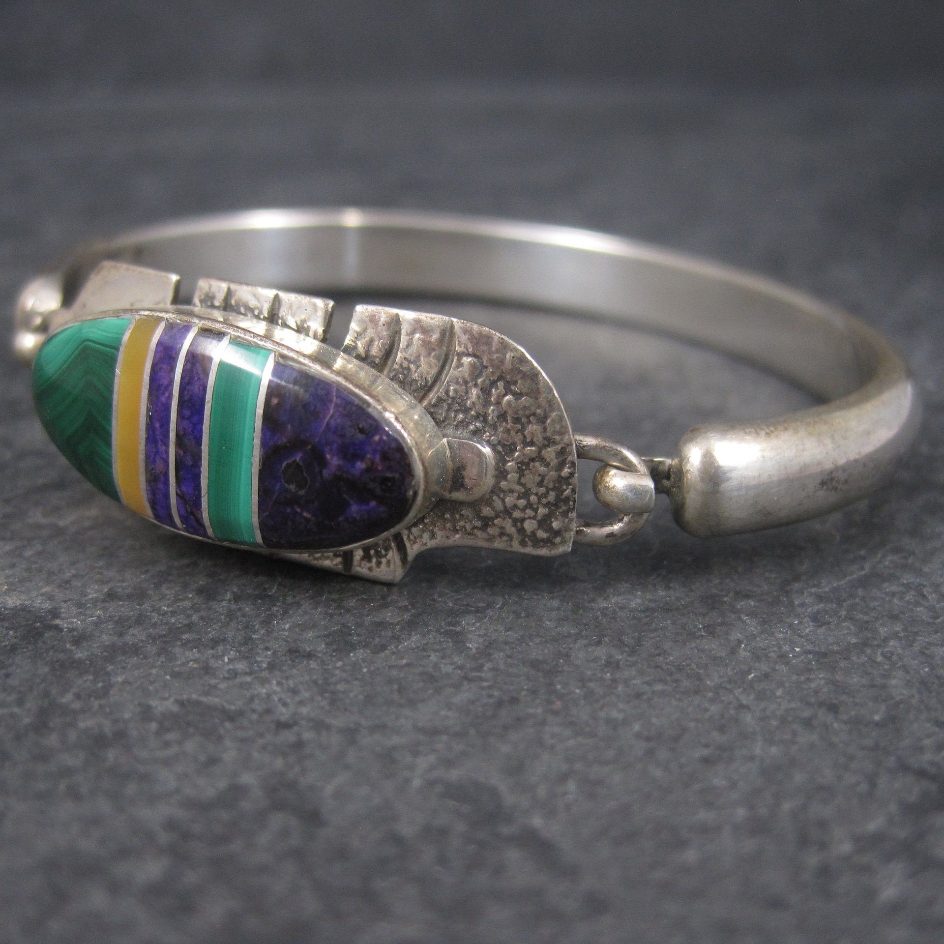 Estate Navajo Inlaid Feather Bracelet 6 Inches G Howe