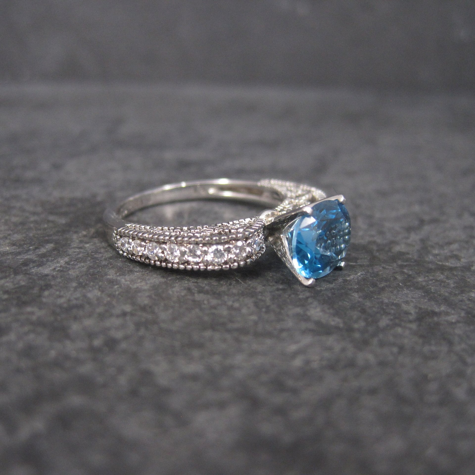 Oval Blue Topaz Engagement Ring Sz 8