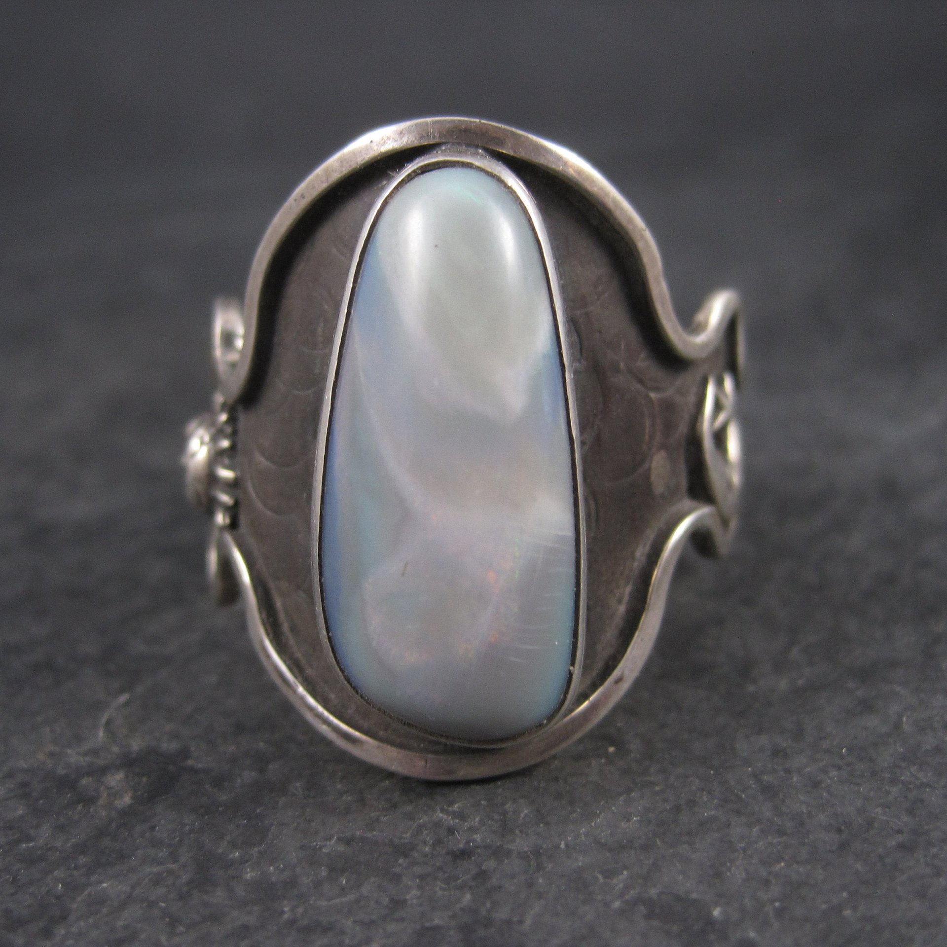 Huge Mens Celestial Moon Star Black Opal Ring Size 19