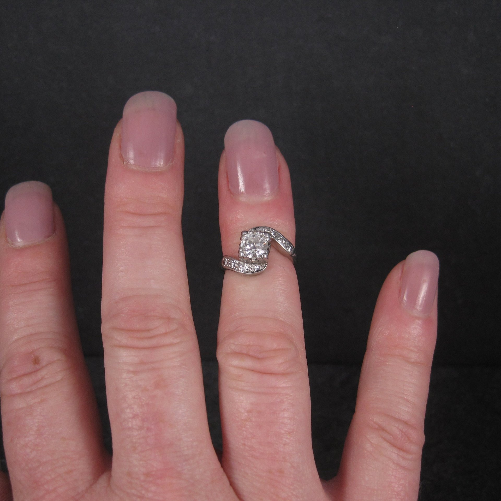 Antique Platinum .69 Carat Diamond Pinky Ring Size 2.5