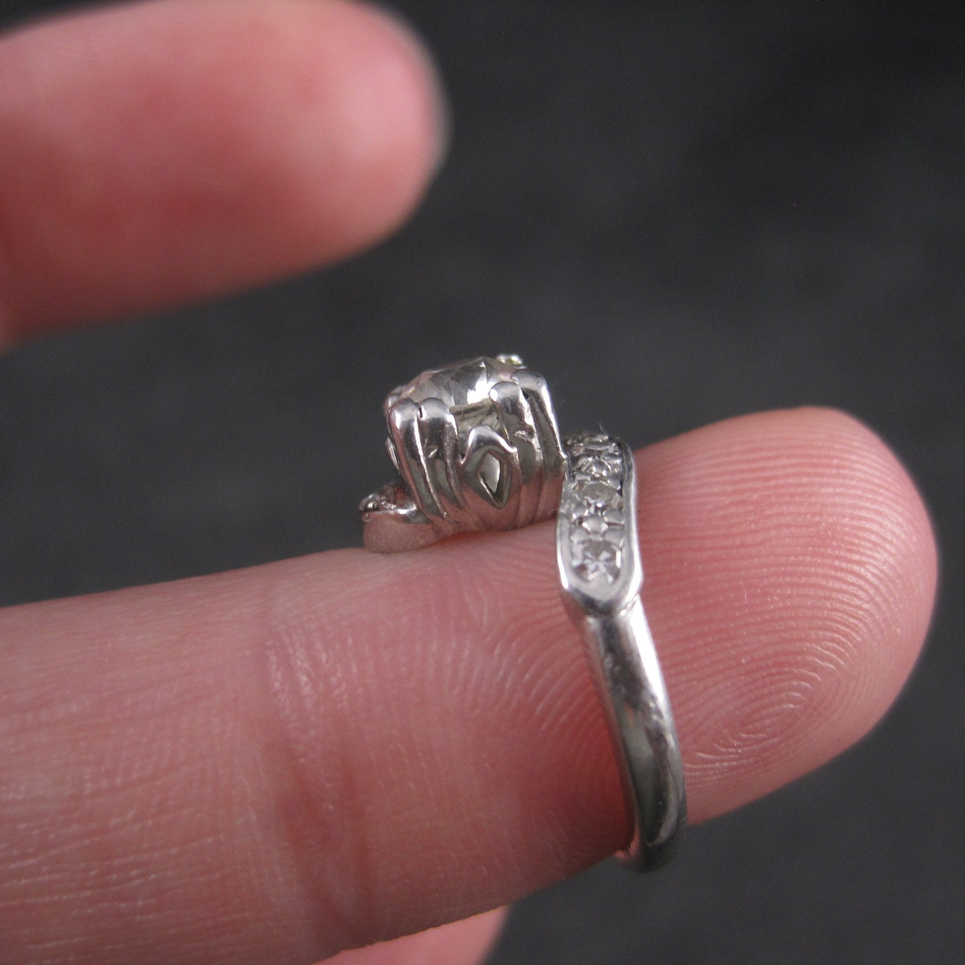 Antique Platinum .69 Carat Diamond Pinky Ring Size 2.5
