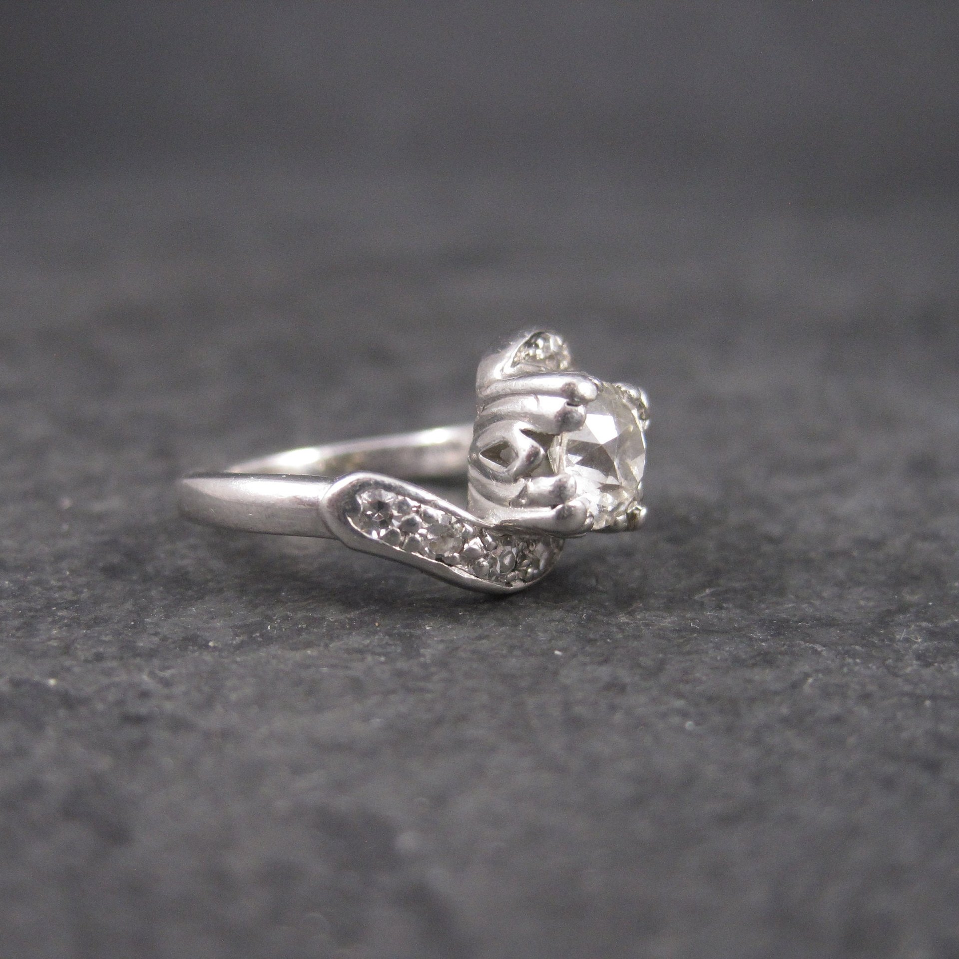 Antique Platinum .69 Carat Diamond Pinky Ring Size 2.5