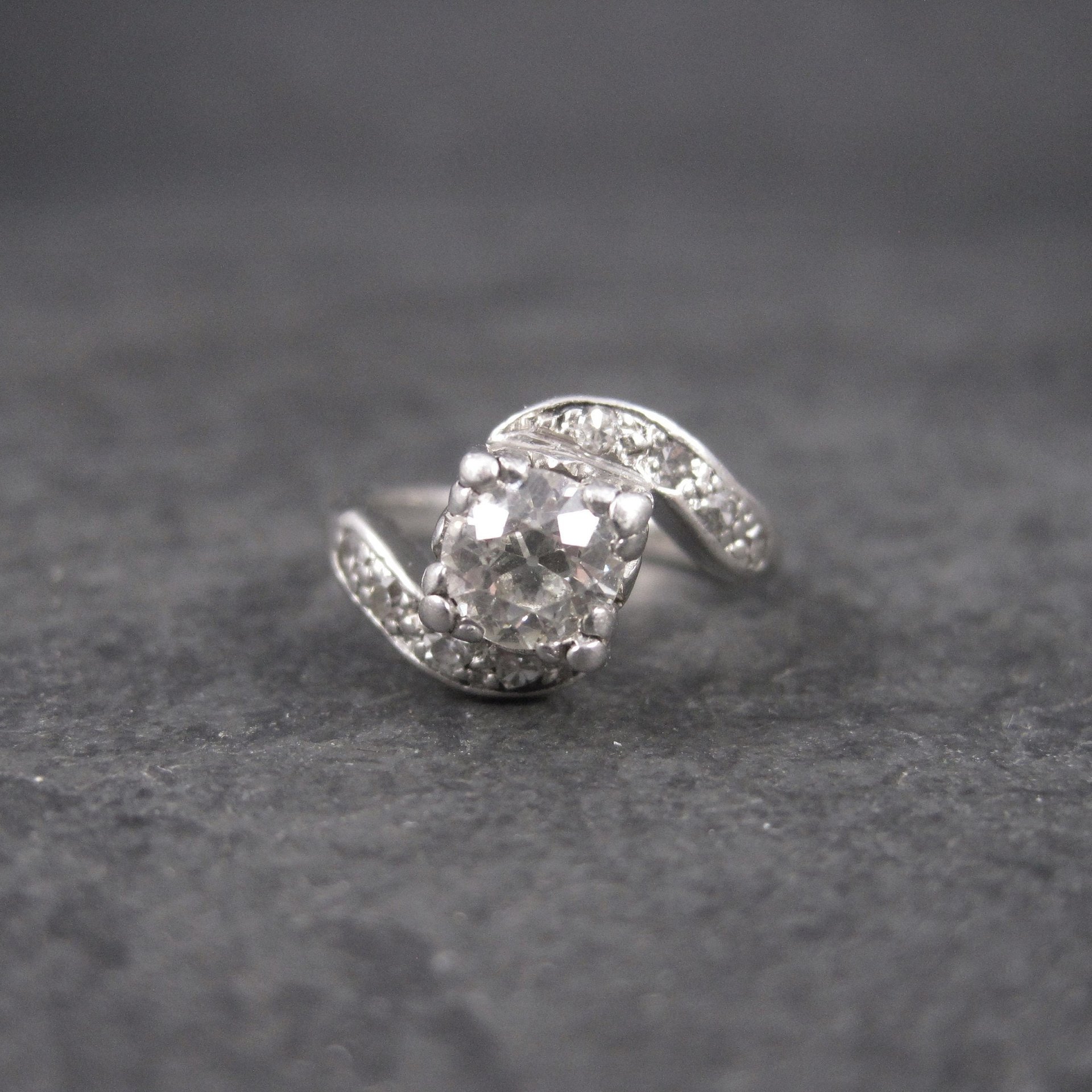 Antique Platinum .69 Carat Diamond Pinky Ring Size 2.5