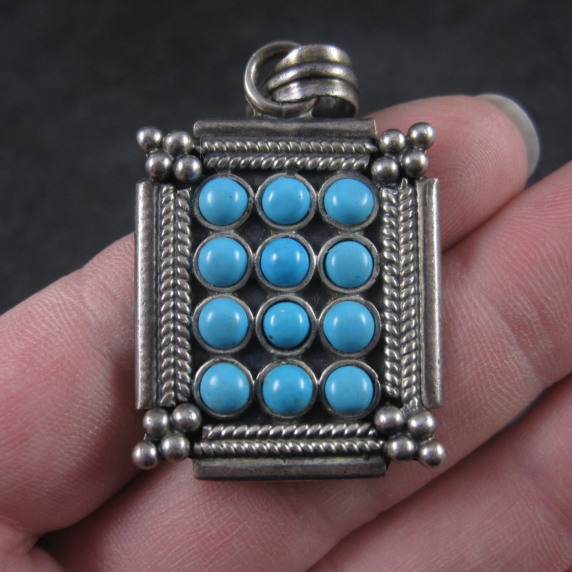 Vintage Sterling Faux Turquoise Pendant