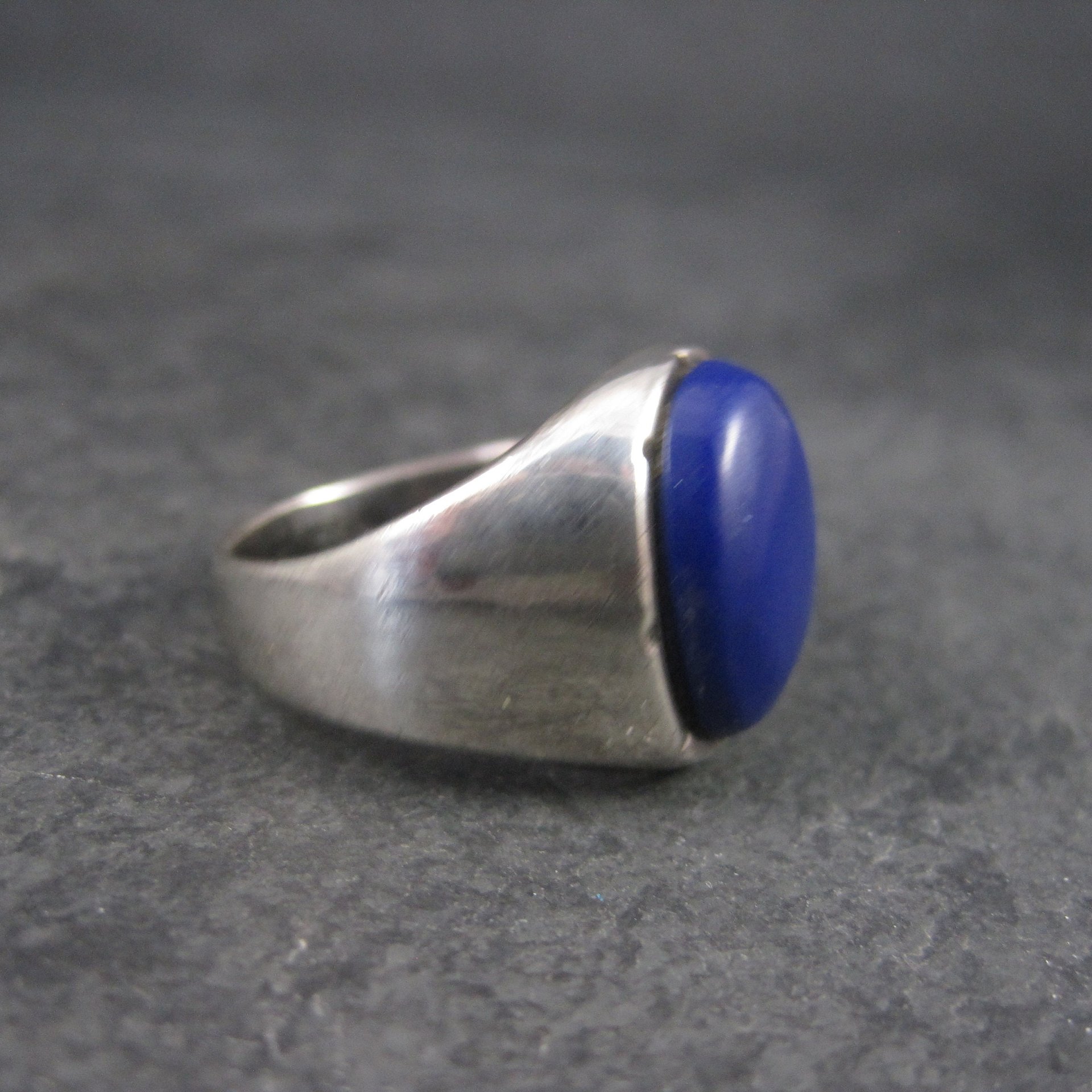 Mens Sterling Blue Enamel Ring Size 10